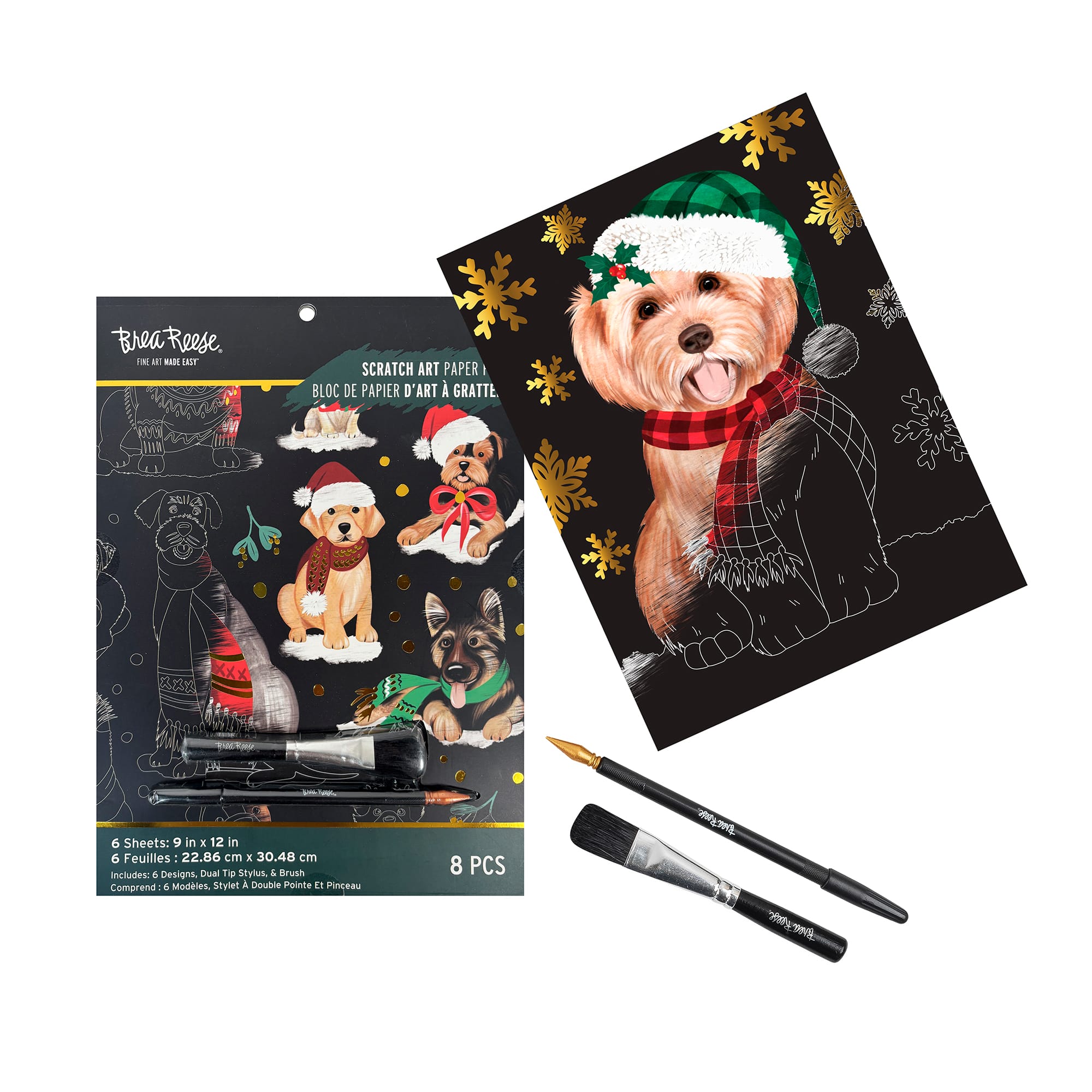 Brea Reese&#x2122; 9&#x22; x 12&#x22; Christmas Pets Scratch Art Paper Pad