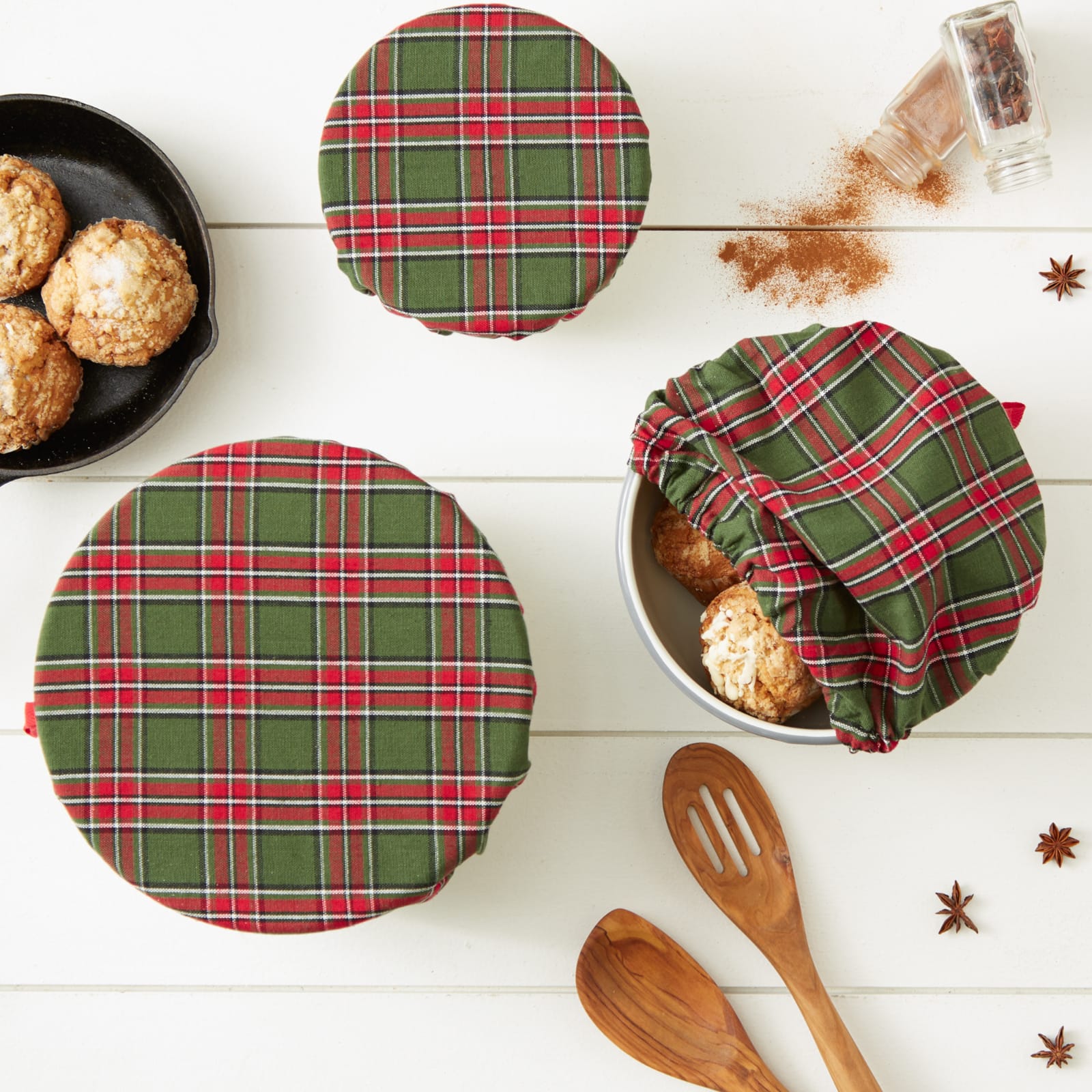 DII® O Christmas Tree Plaid Dish Cover Set, 3ct.