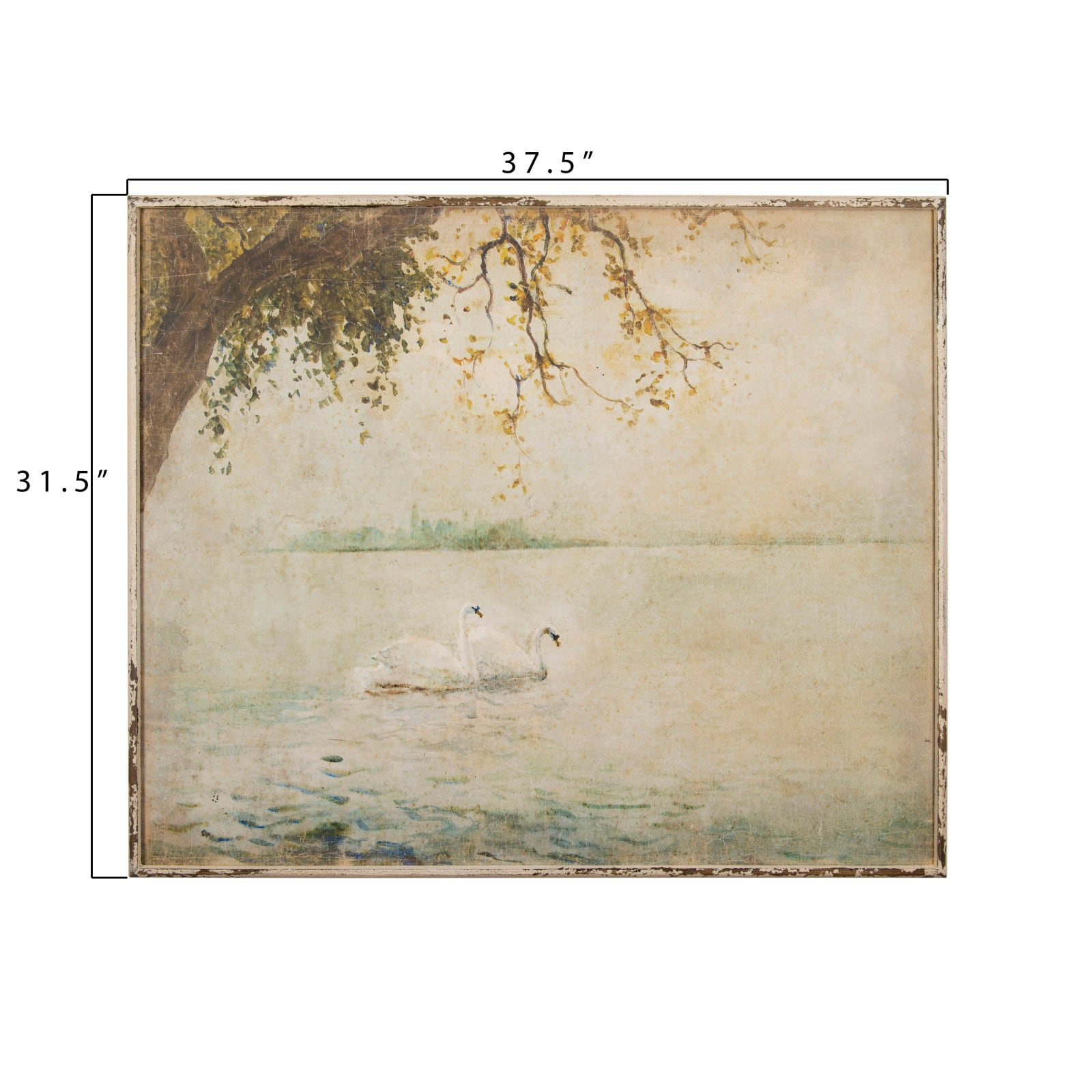 Hello Honey® 31.5" Blue Vintage Swans Wood Framed Wall Décor