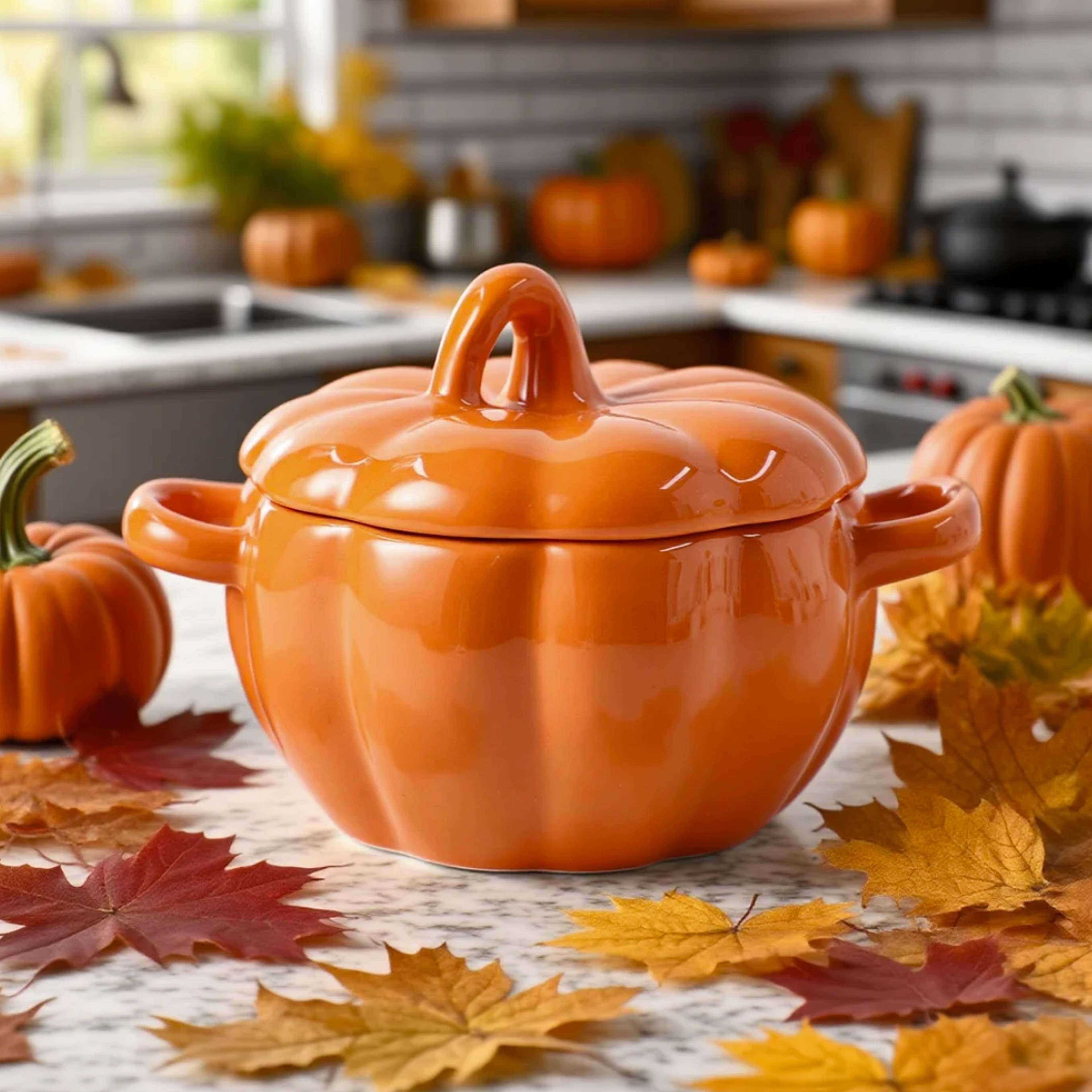 7&#x22; Orange Pumpkin Ceramic Baking Dish by Ashland&#xAE;