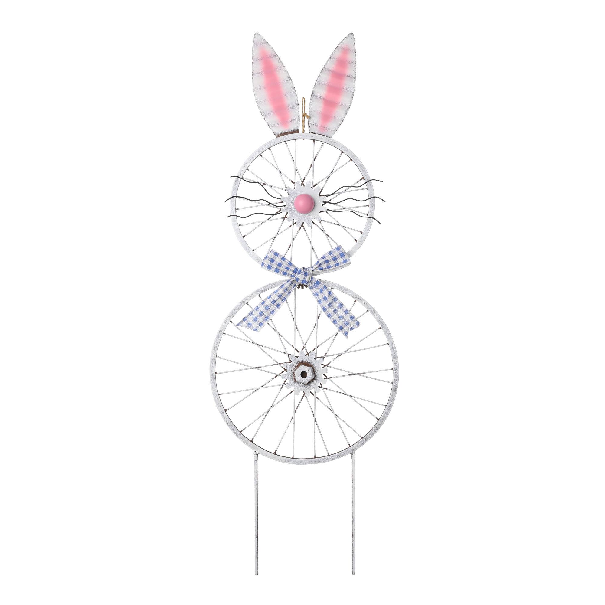 Glitzhome® 38" Easter Wheel Bunny Metal Décor