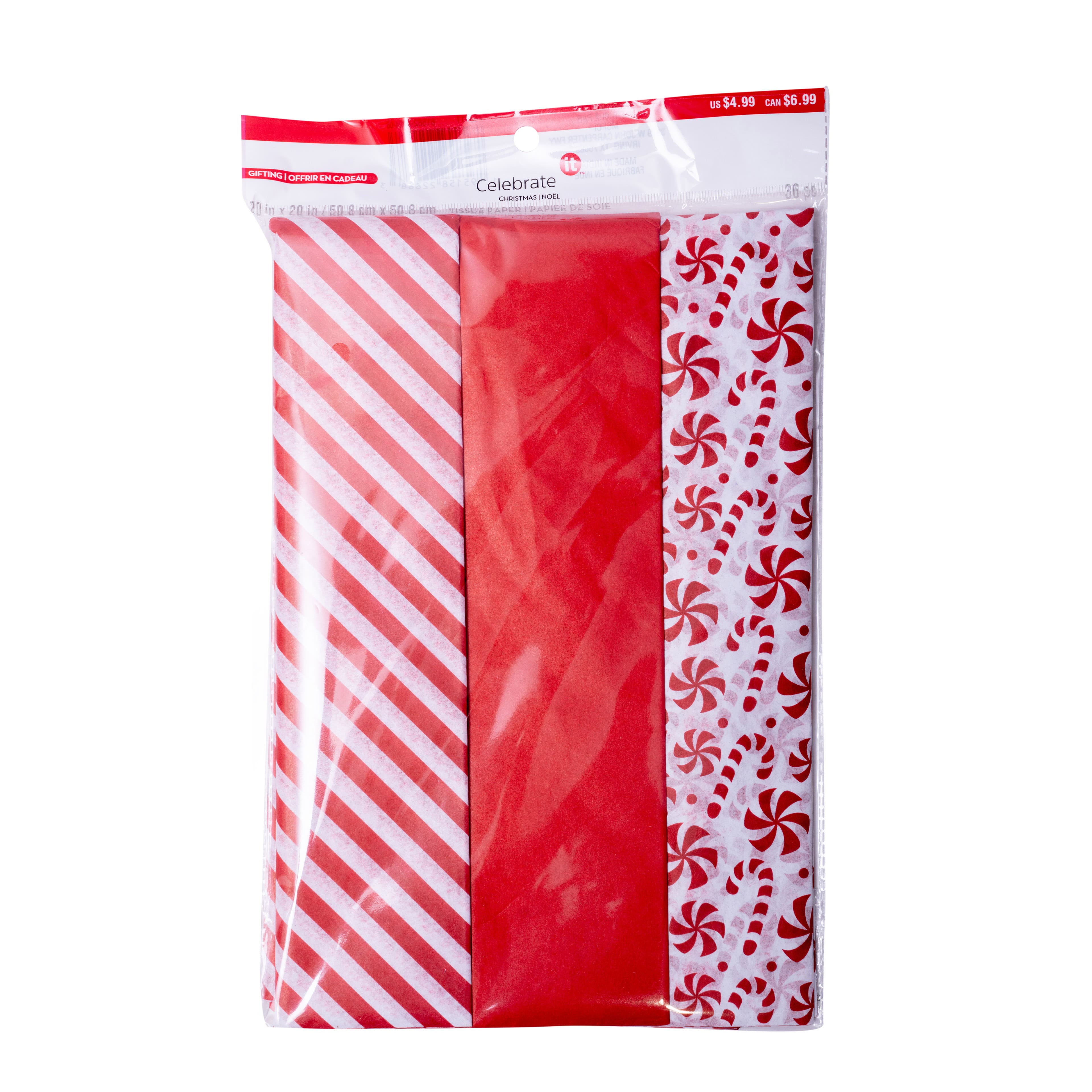 Red Peppermint Christmas Tissue Paper, 36ct. by Celebrate It&#x2122;