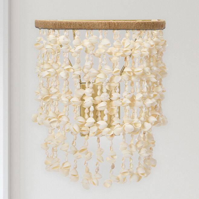 Hello Honey® 10" Round Metal and Shell Wall Sconce