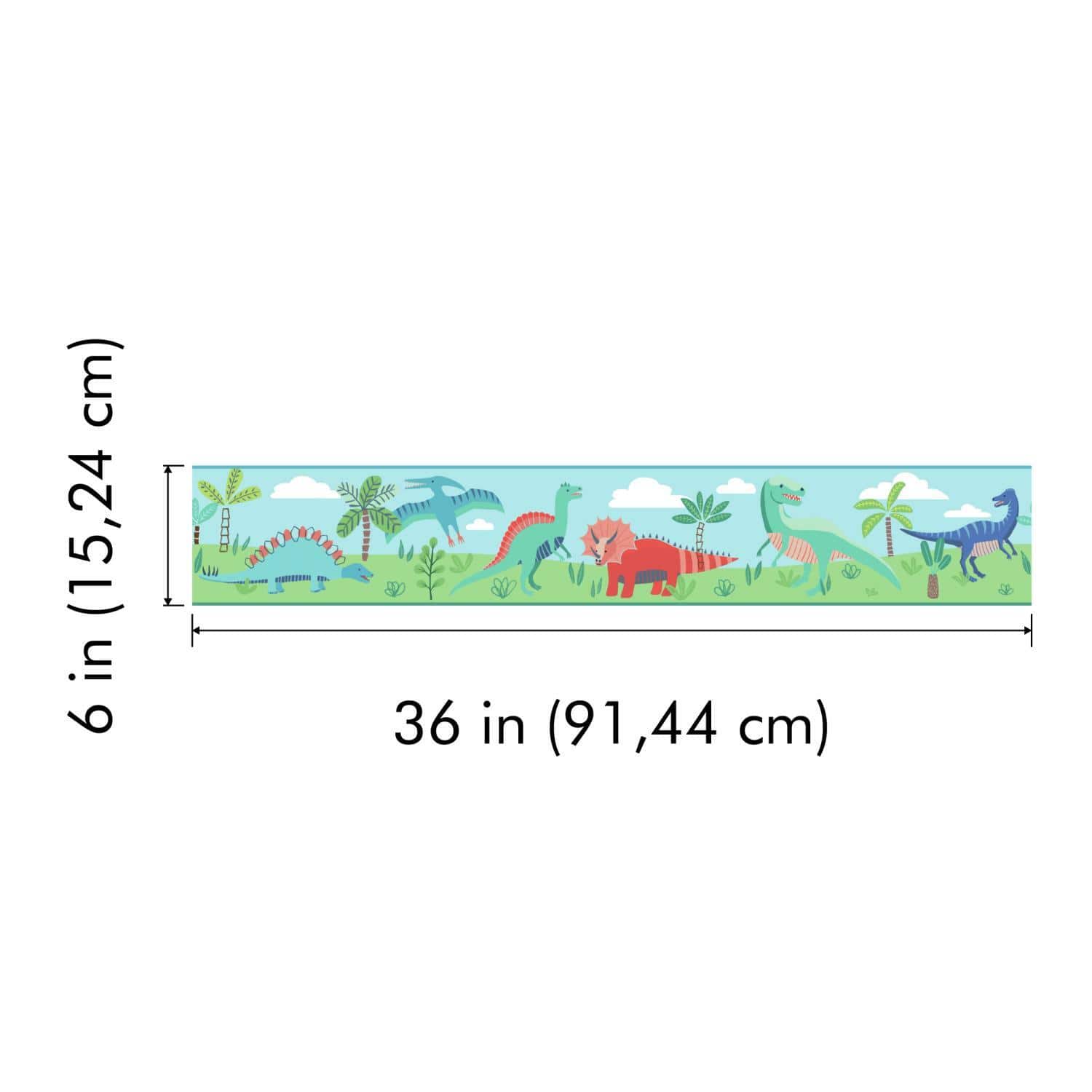 RoomMates Dinosaur Parade Peel & Stick Wallpaper Border