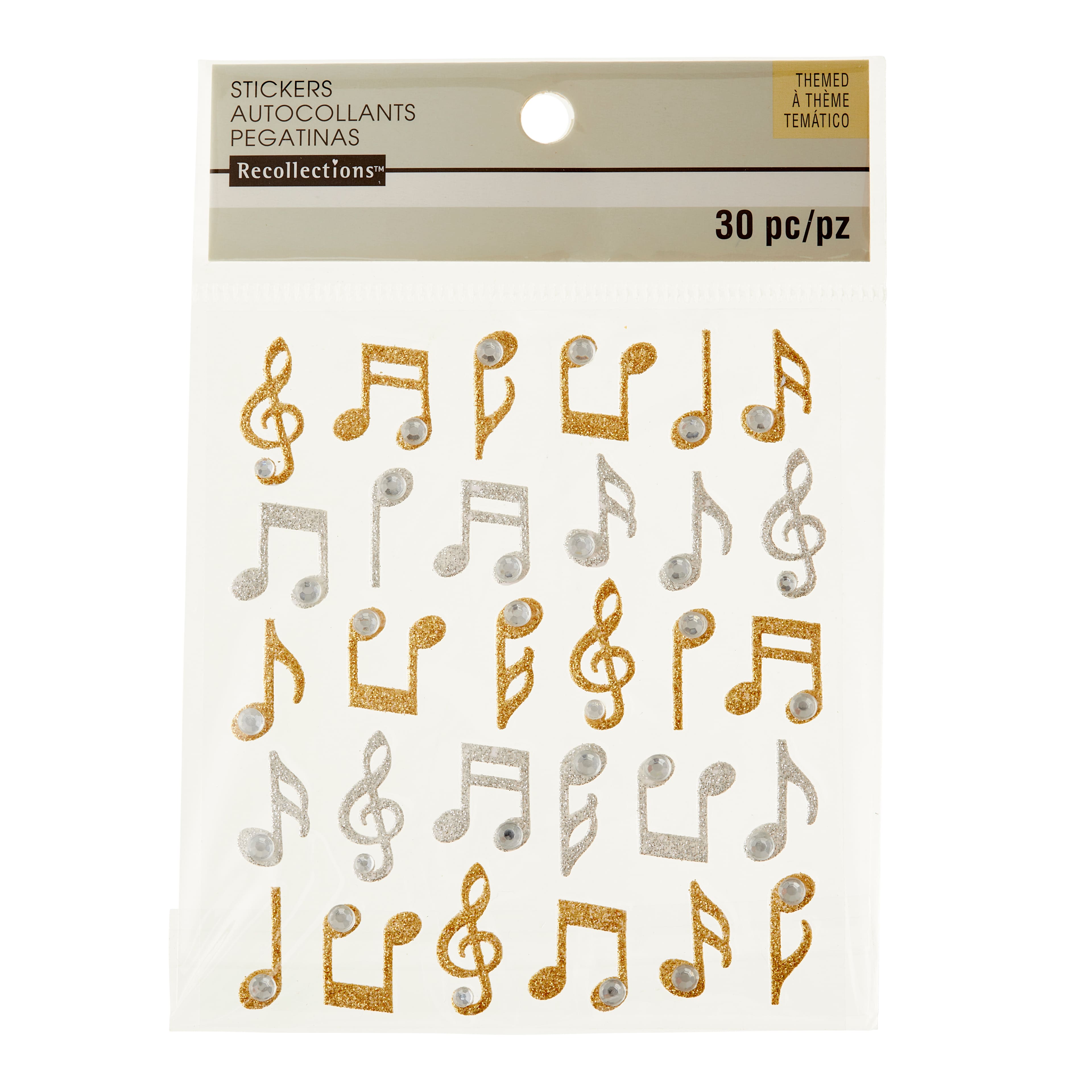 12 Packs: 30 ct. (360 total) Glitter Music Note Stickers by Recollections™
