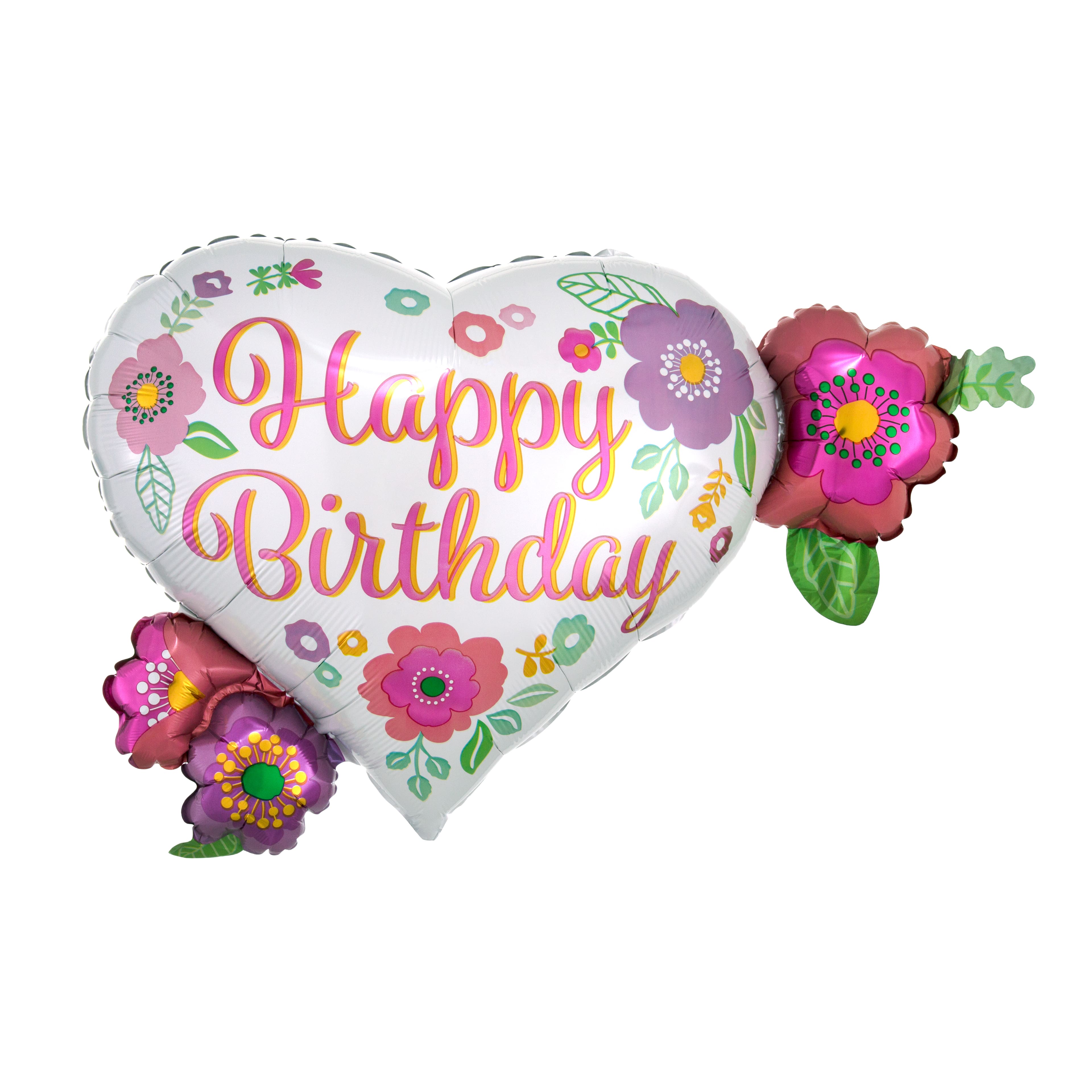 SuperShape&#x2122; XL&#xAE; 27&#x22; Happy Birthday Floral Print Foil Balloon