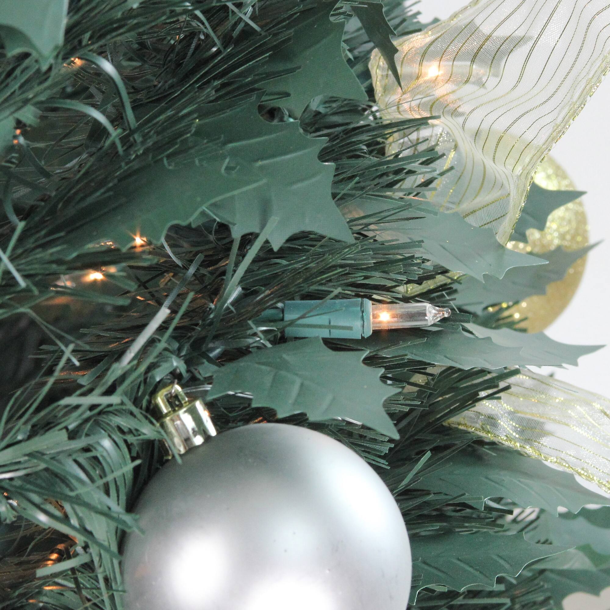 6ft. Pre-Lit Silver &#x26; Gold Decorated Pop-Up Artificial Christmas Tree, Clear Lights