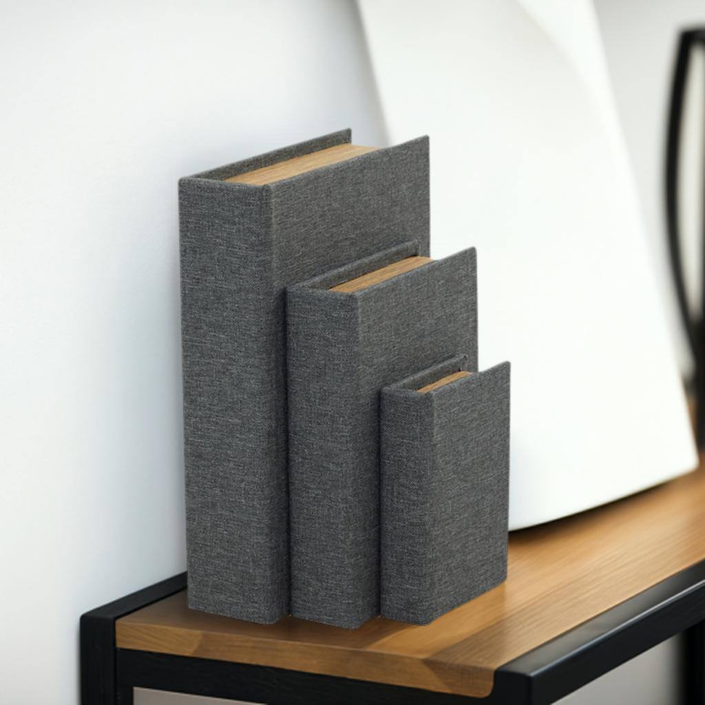 Light Gray Linen Faux Book Box Set