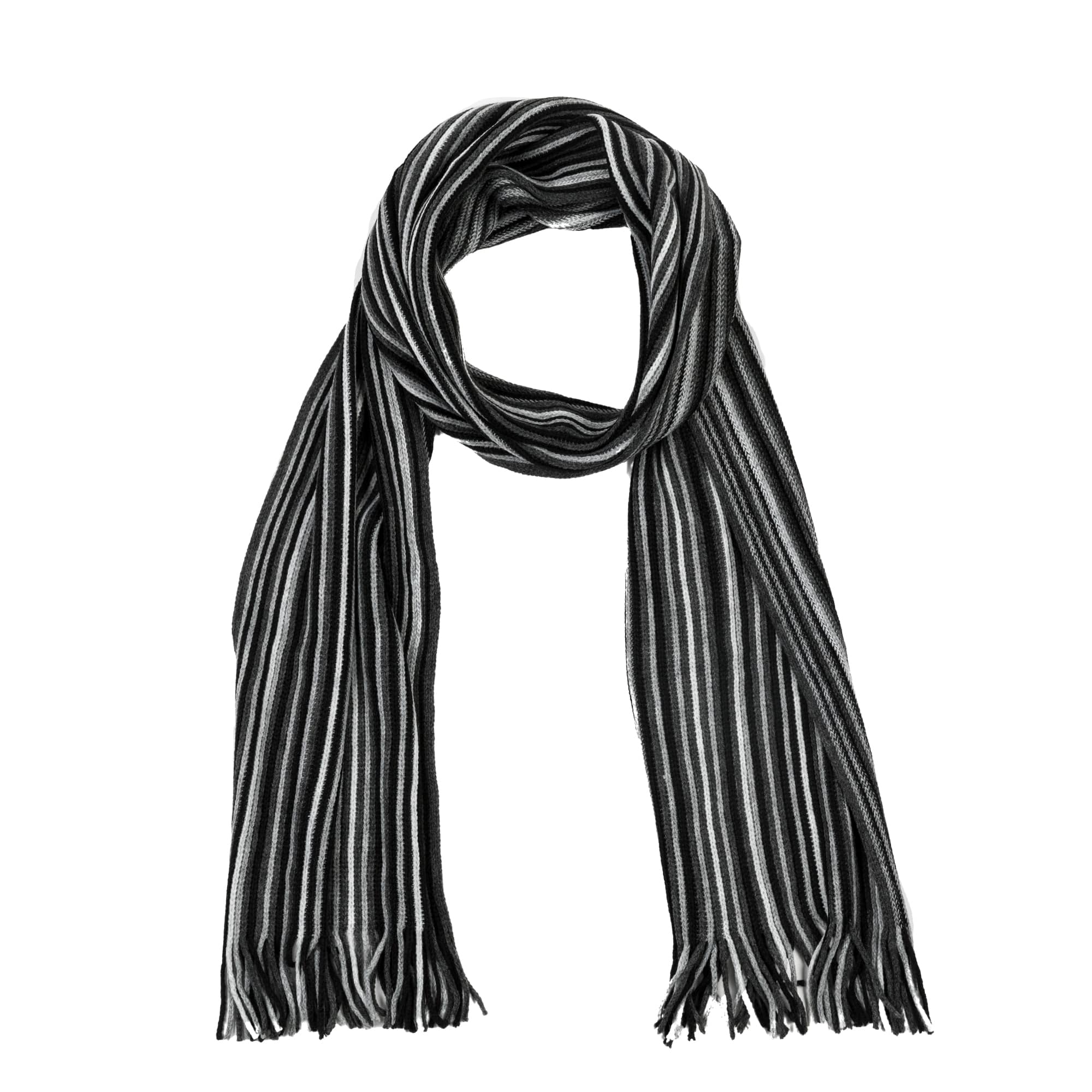 Glitzhome® 70" Men's Black & White Striped Scarf with Tassels