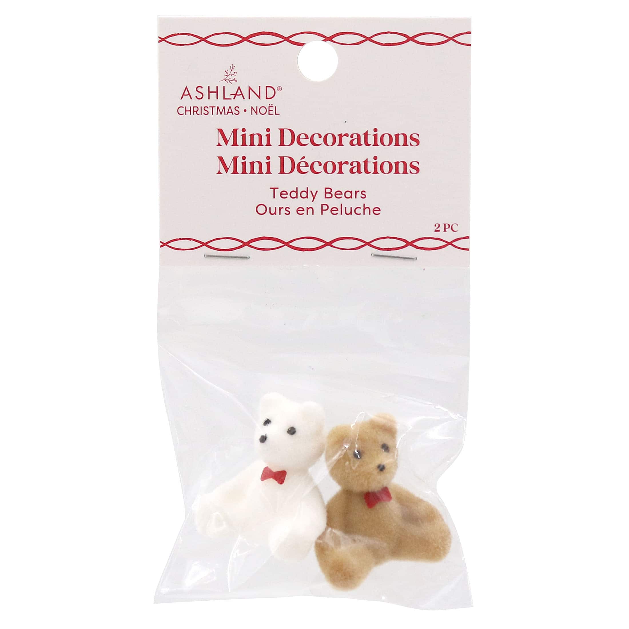 Mini Flocked Teddy Bear Decorations by Ashland&#xAE;