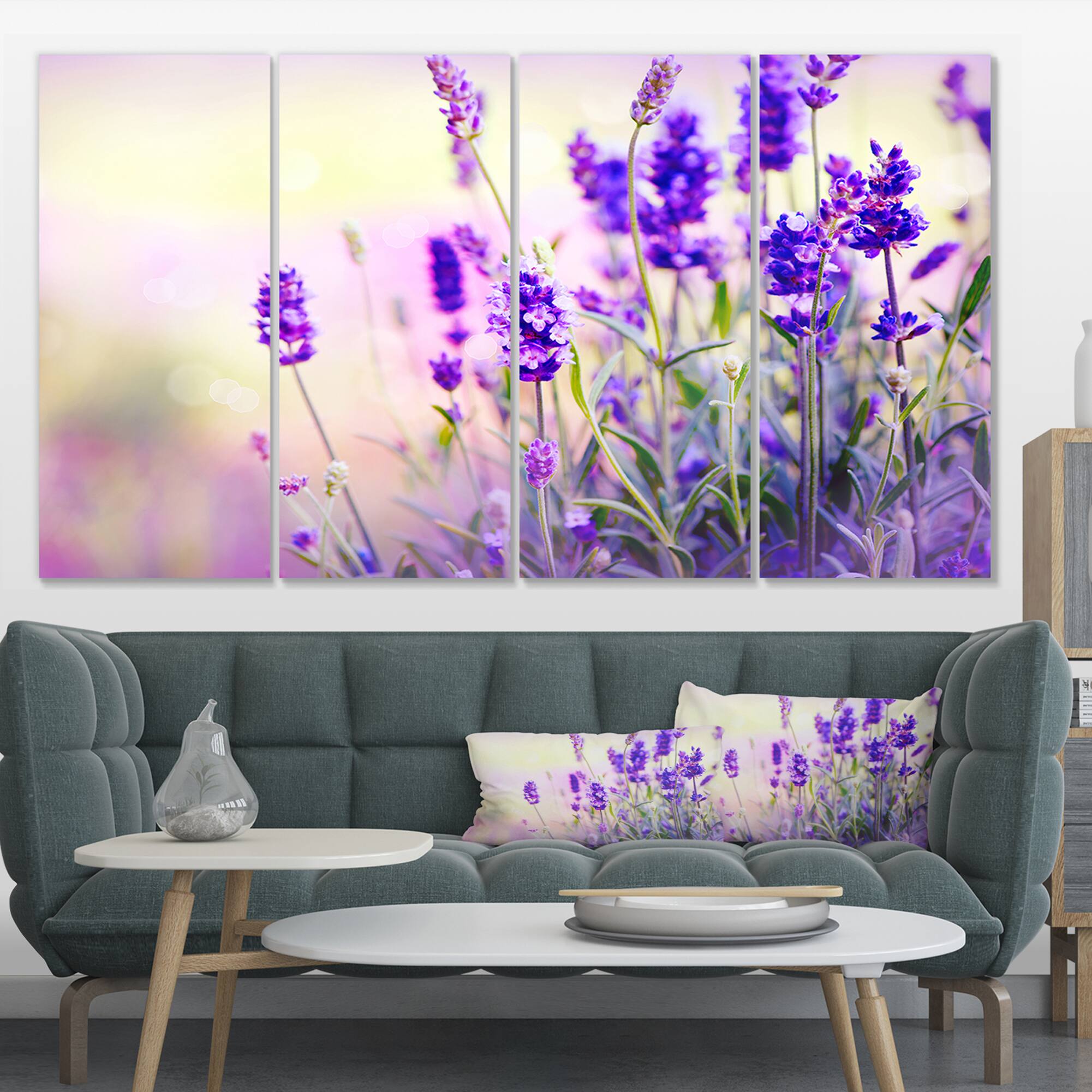 Designart - Purple Lavender Field - Floral Photography Canvas Art Print
