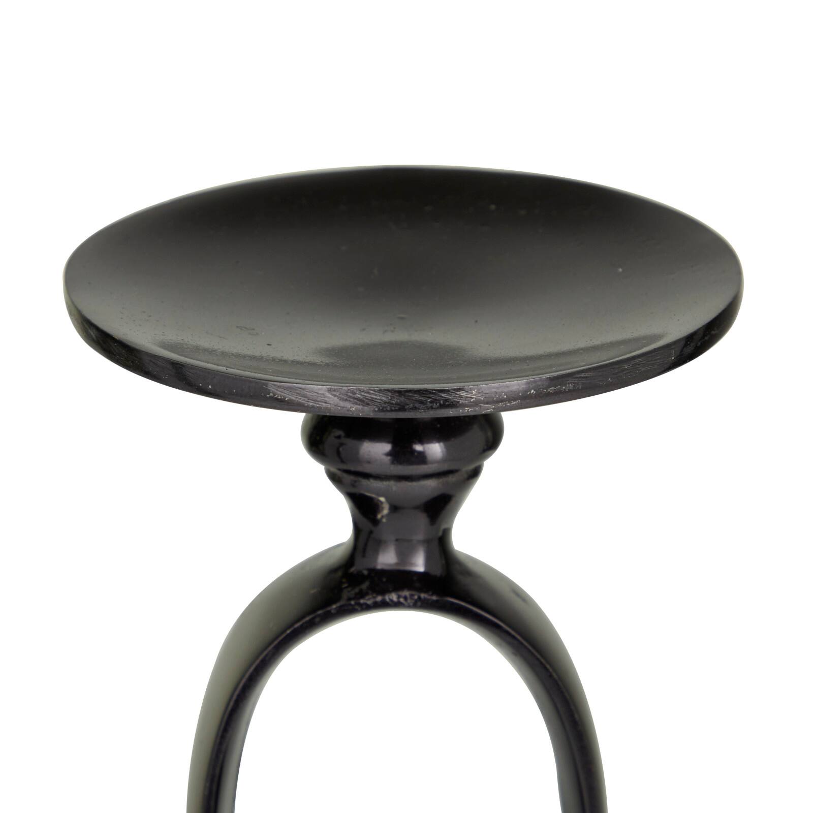 Black Aluminum Modern Candle Holder Set, 15'' & 19''