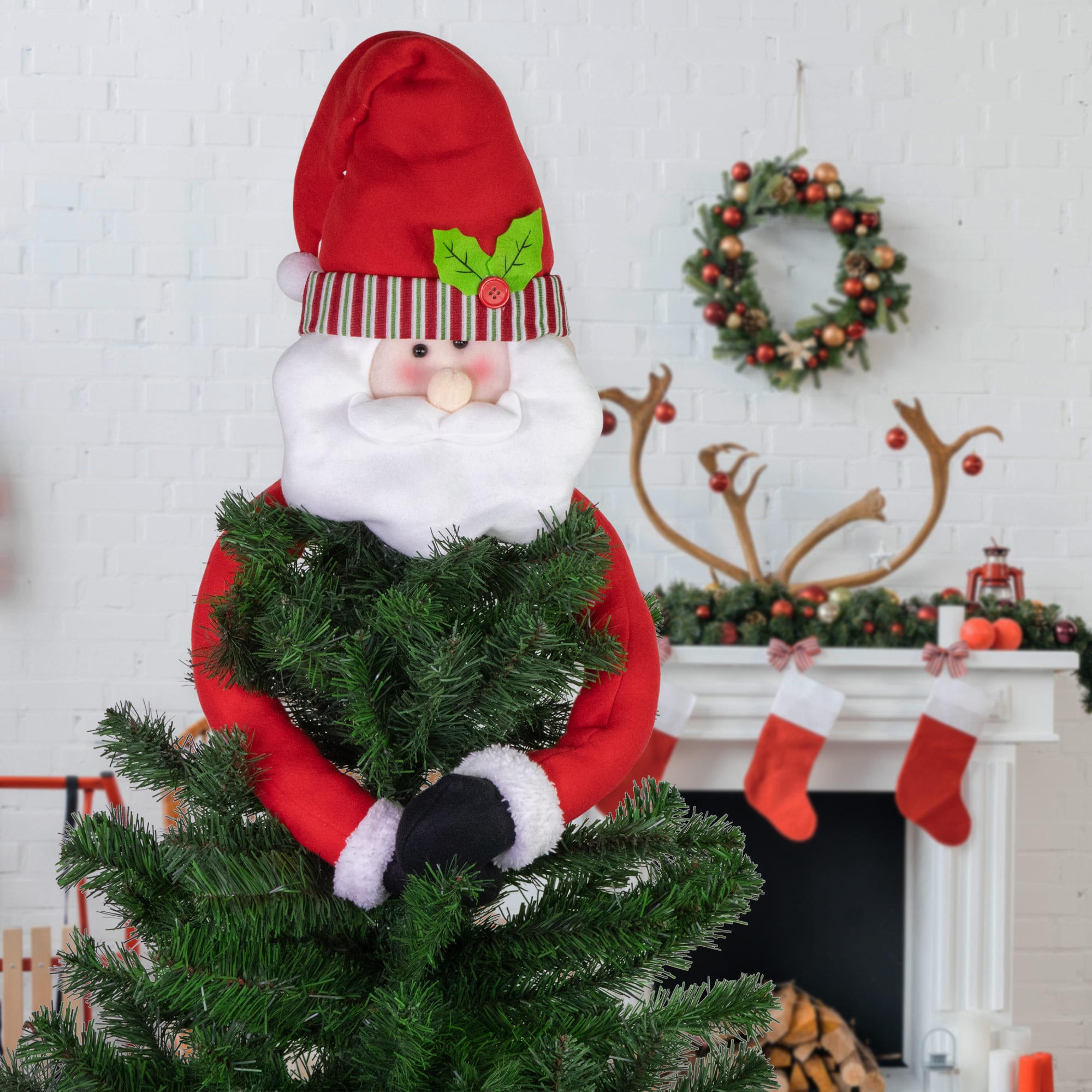 27&#x22; Unlit Plush Santa Claus Christmas Tree Topper
