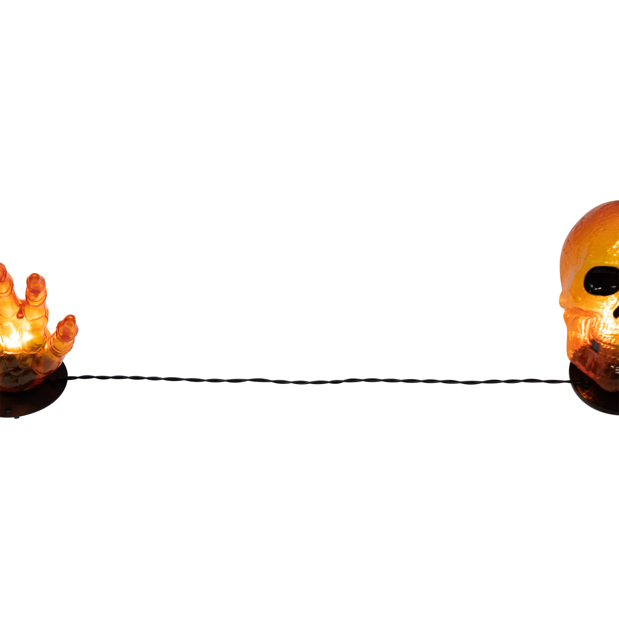 8.5&#x22; Lighted Orange Skull &#x26; Hands Outdoor Halloween Decoration