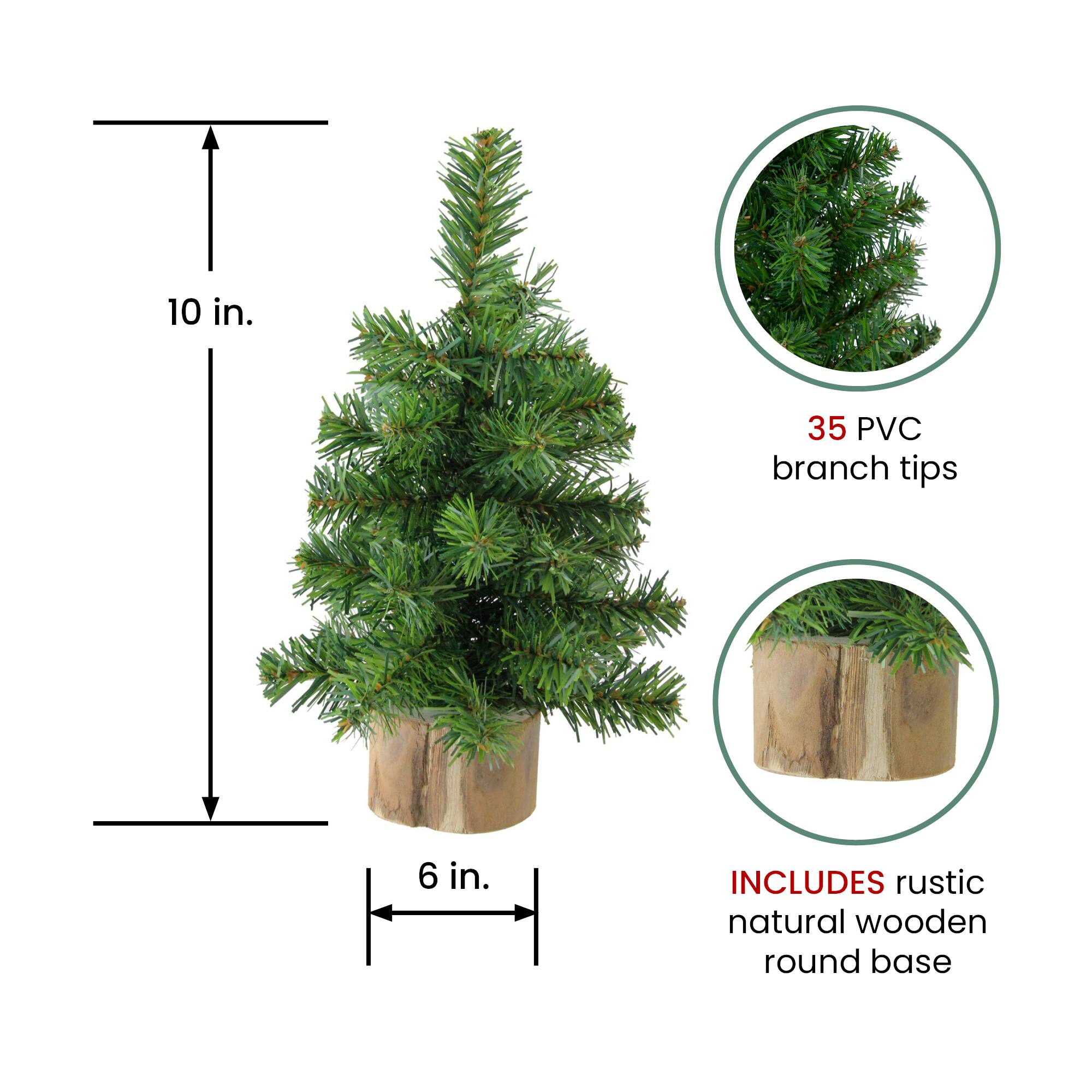 10" Unlit Alpine Artificial Christmas Tree with Wooden Base