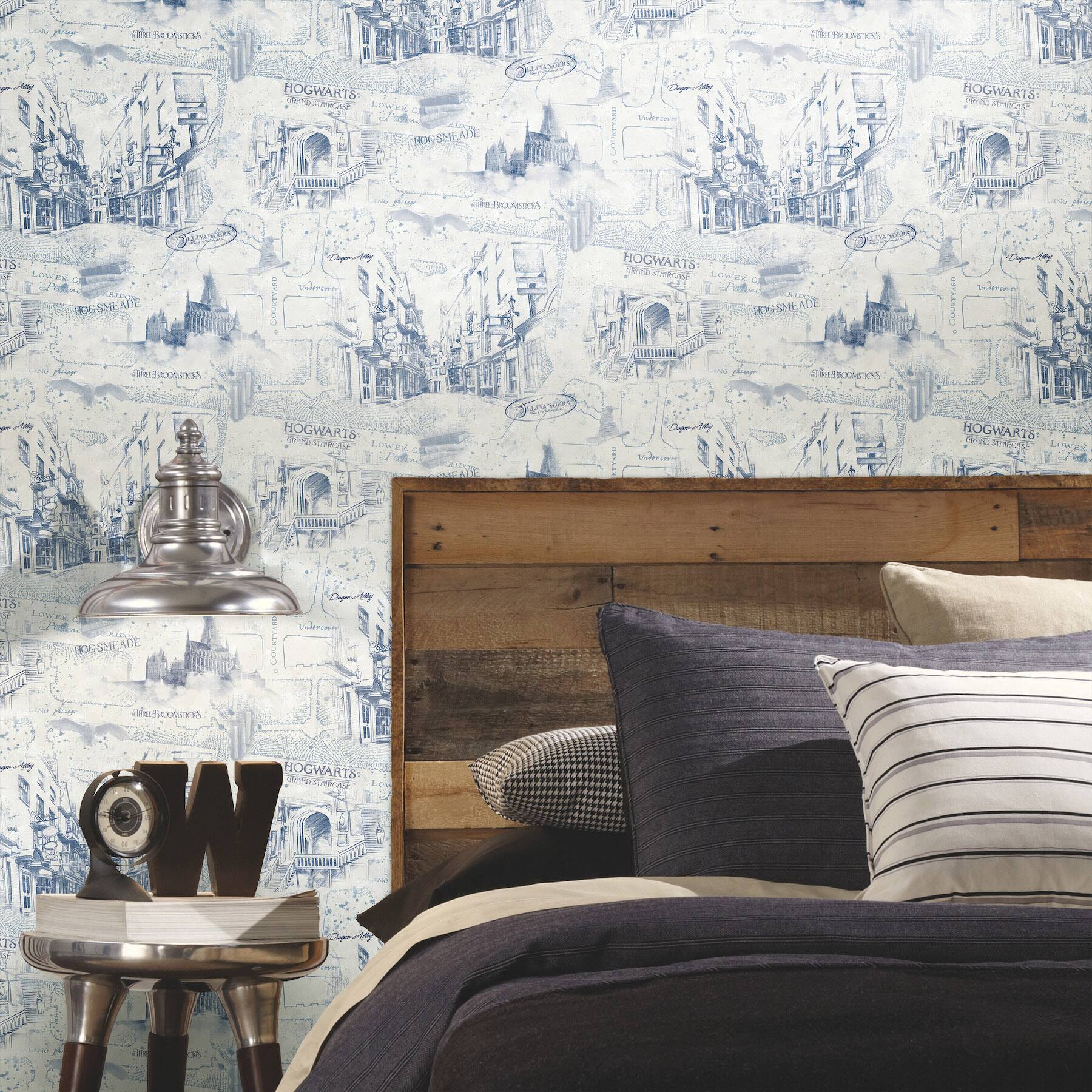 RoomMates Blue Harry Potter Map Peel & Stick Wallpaper