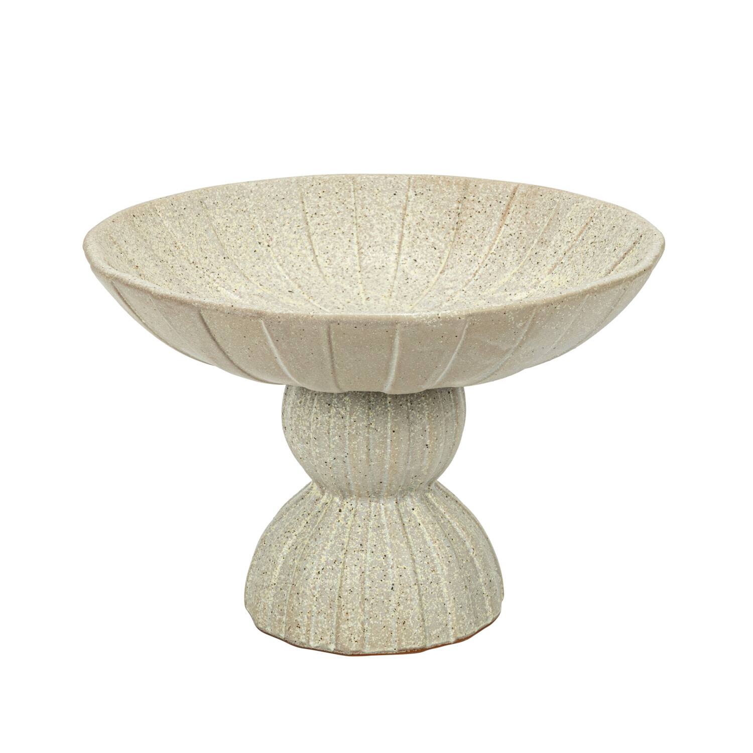 Hello Honey® 10.25" Tan Reactive Glaze Debossed Stoneware Footed Bowl