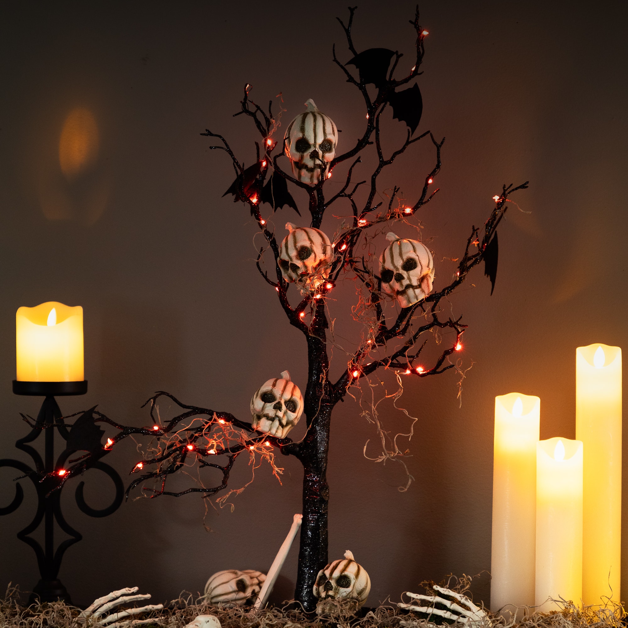 Bag of Mini Pumpkin Head Skulls Halloween Decorations - 3&#x22; - Set of 6