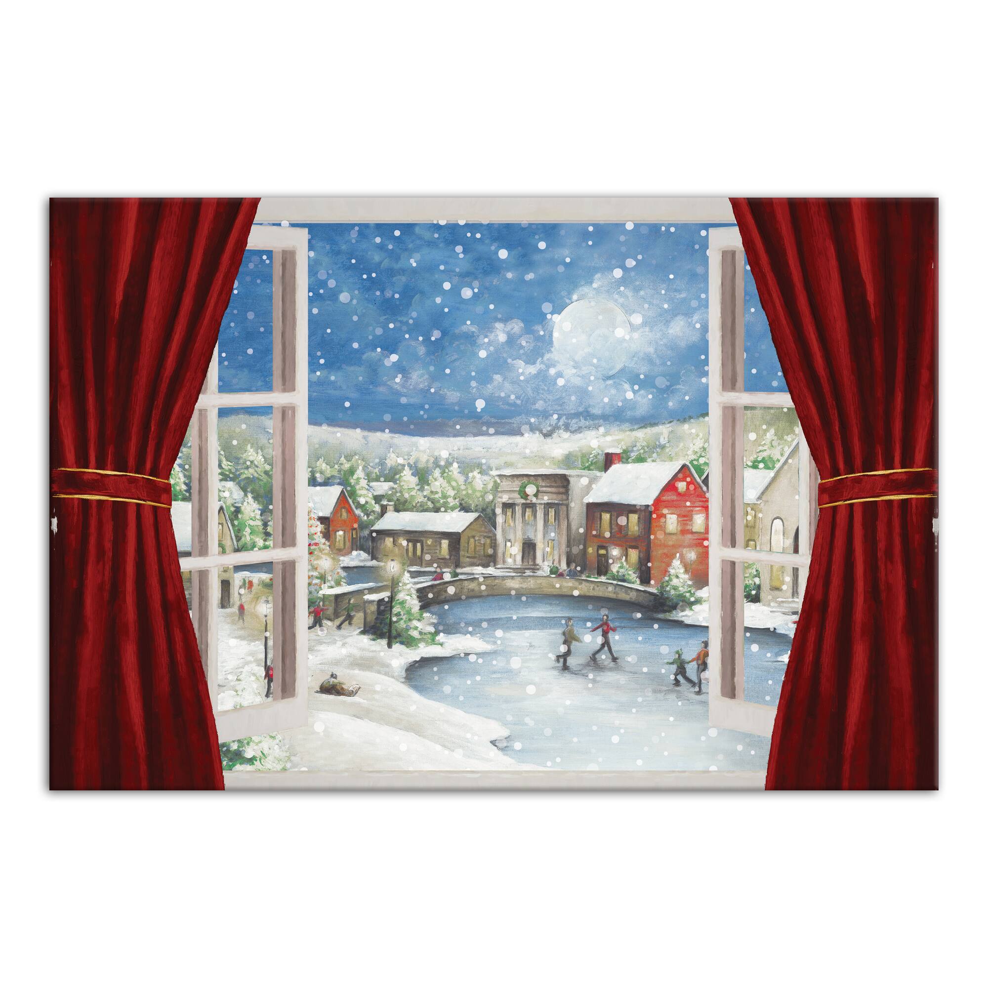 Christmas Window Scene Canvas Wall Art