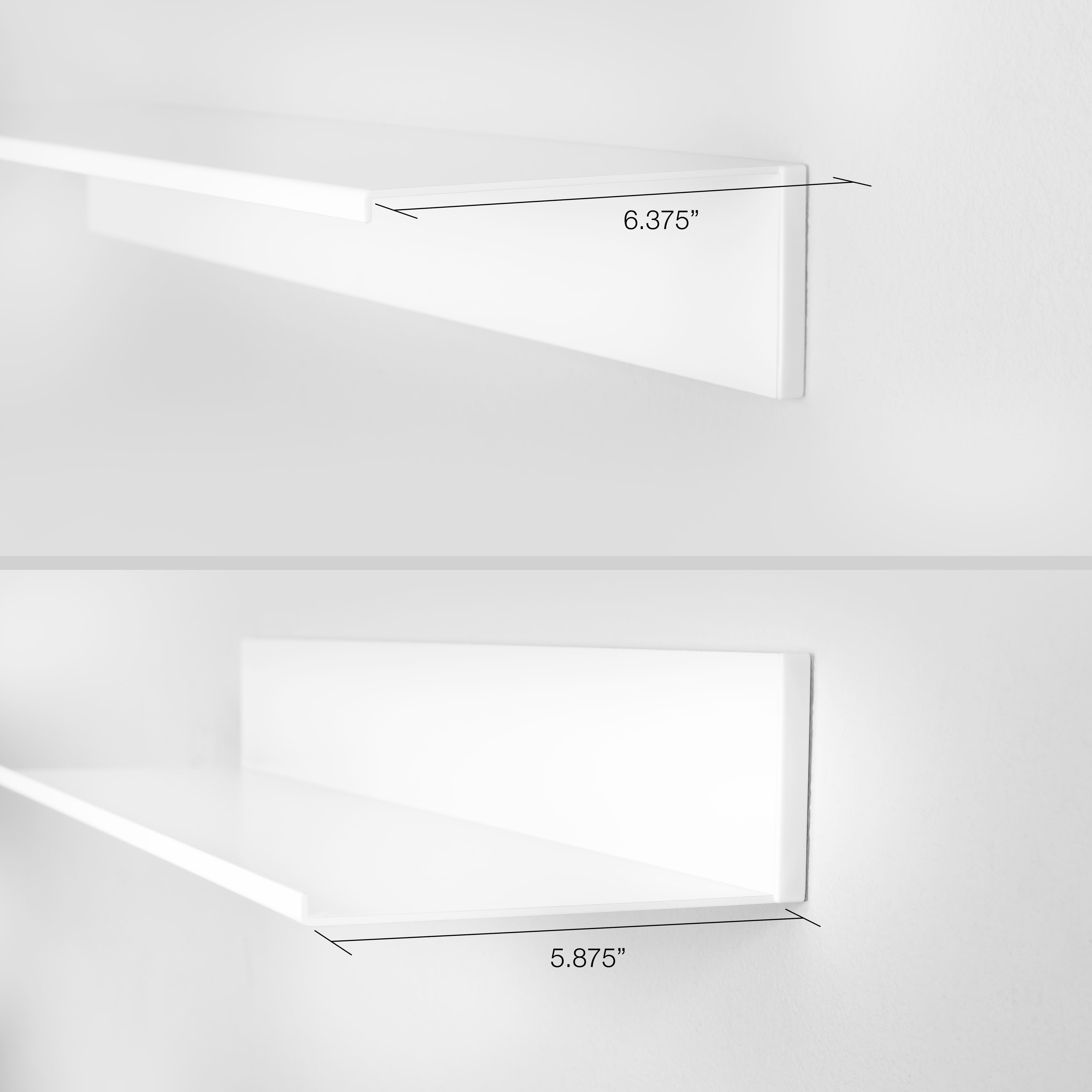 Hangz™ White Reversible No Stud 6" Depth Floating Shelf