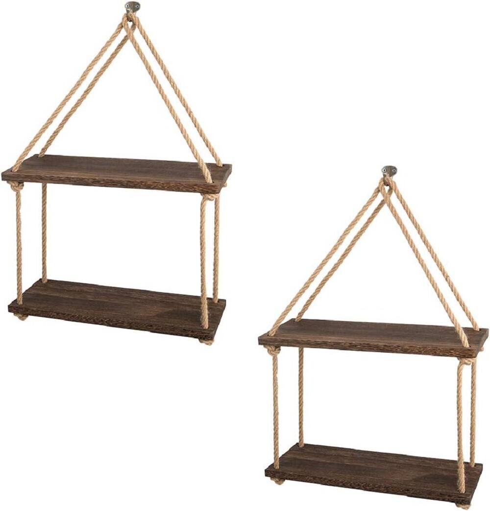 Brown Haitral Wood Floating Shelves Set