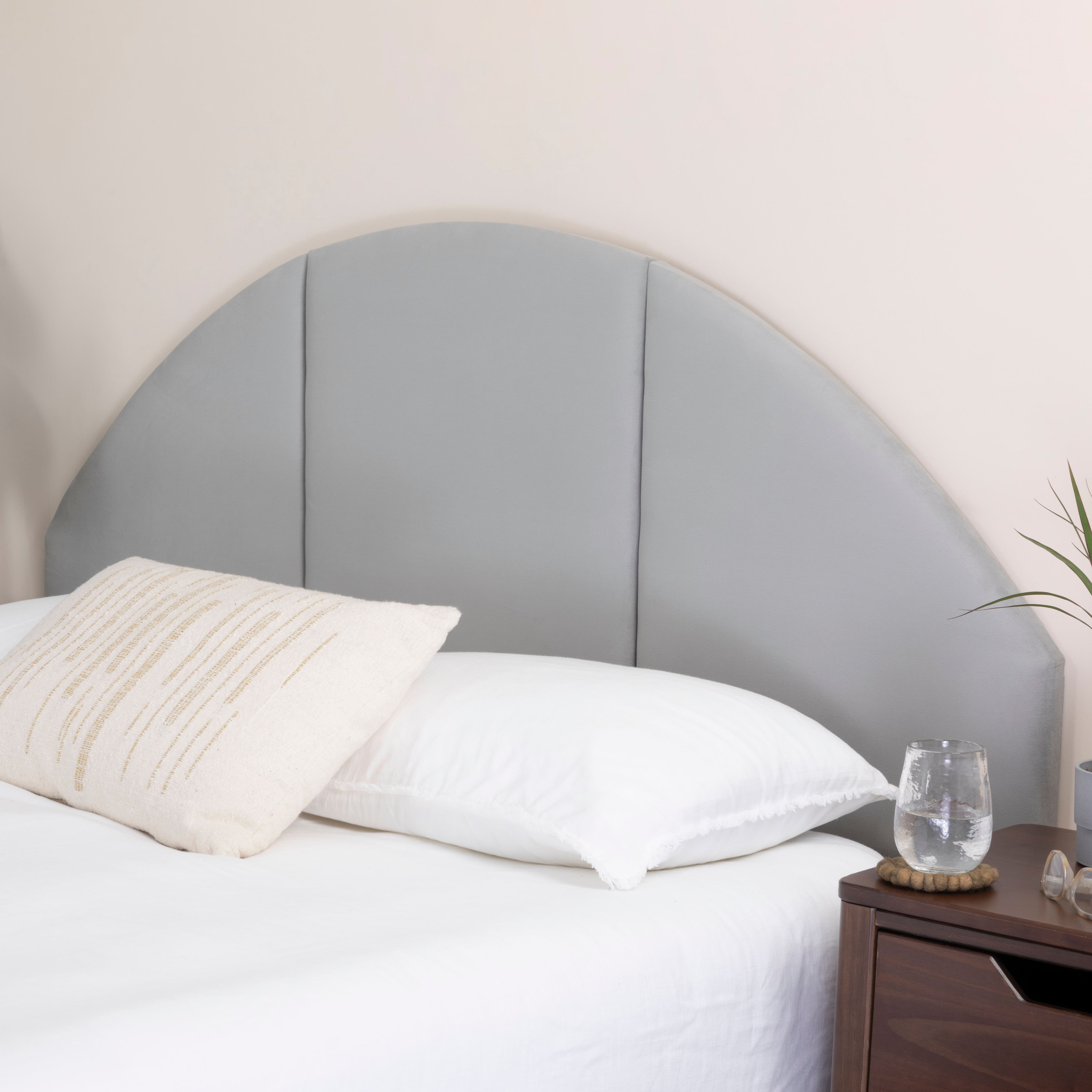 Hello Honey&#xAE; NoSom Gray Upholstered Velvet Panel Arched Headboard, King