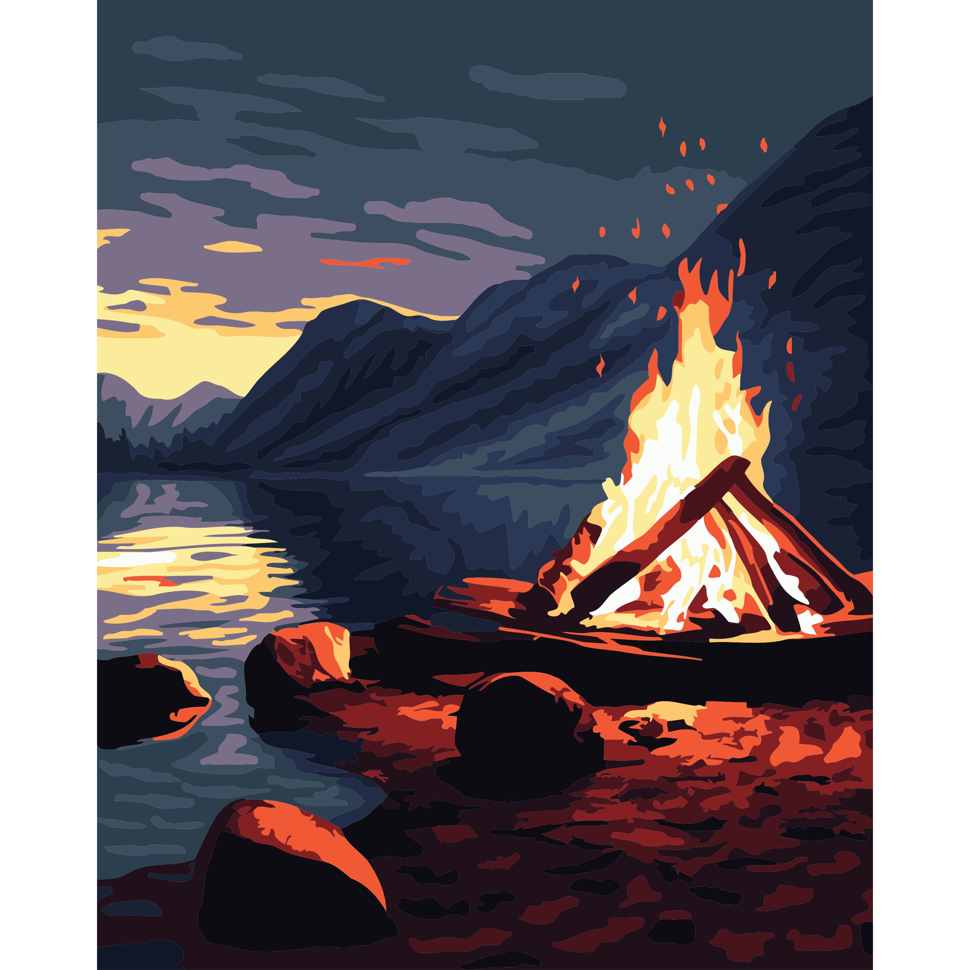 8" x 10" Campfire Paint-by-Number Kit with Wood Display Hanger by Artist's Loft®