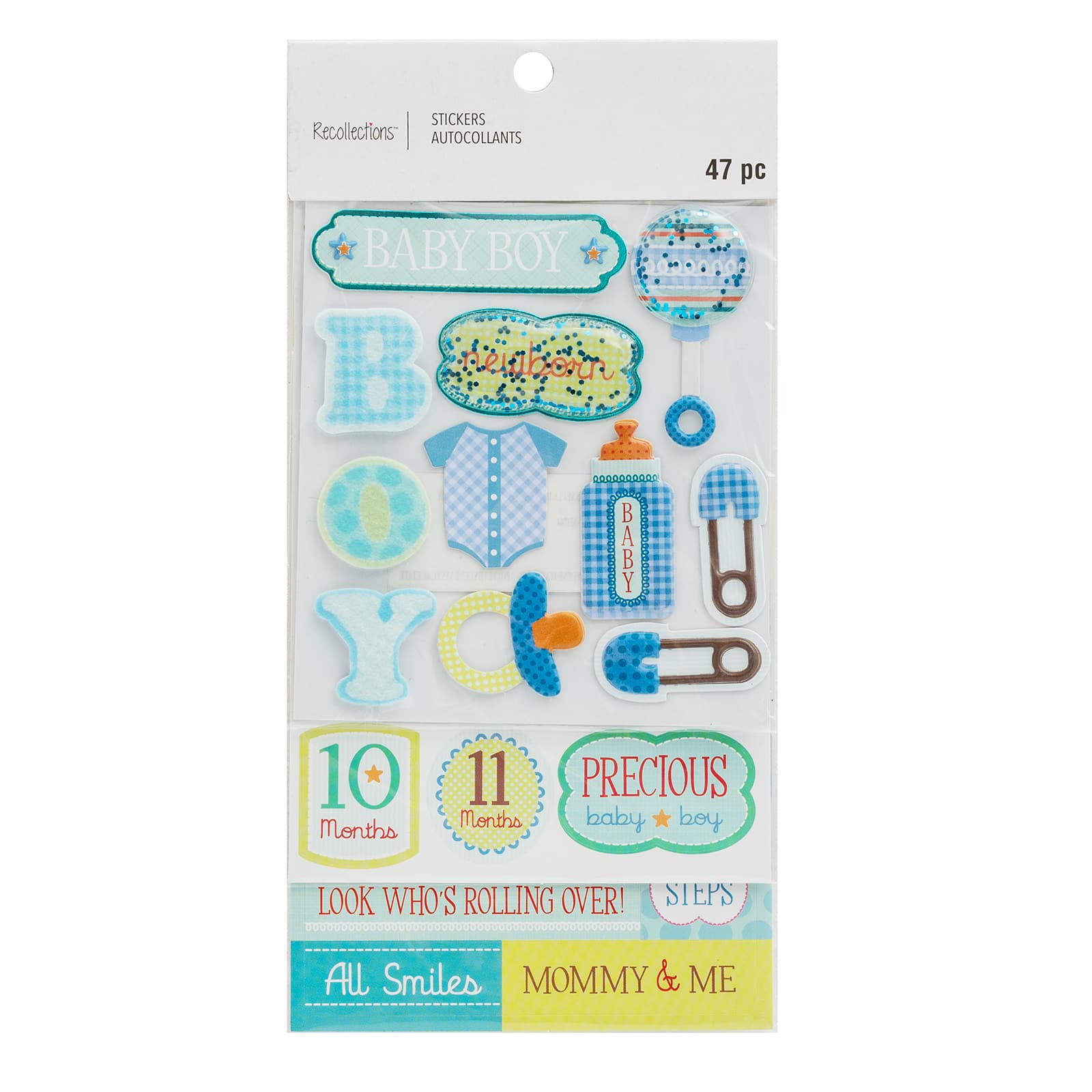 12 Pack: Traditional Baby Boy Dimensional Sticker Flip Pack by Recollections&#x2122;