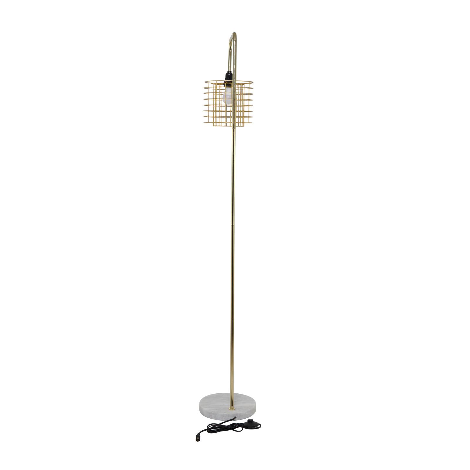 Gold Metal Industrial Floor Lamp, 15" x 10" x 64"