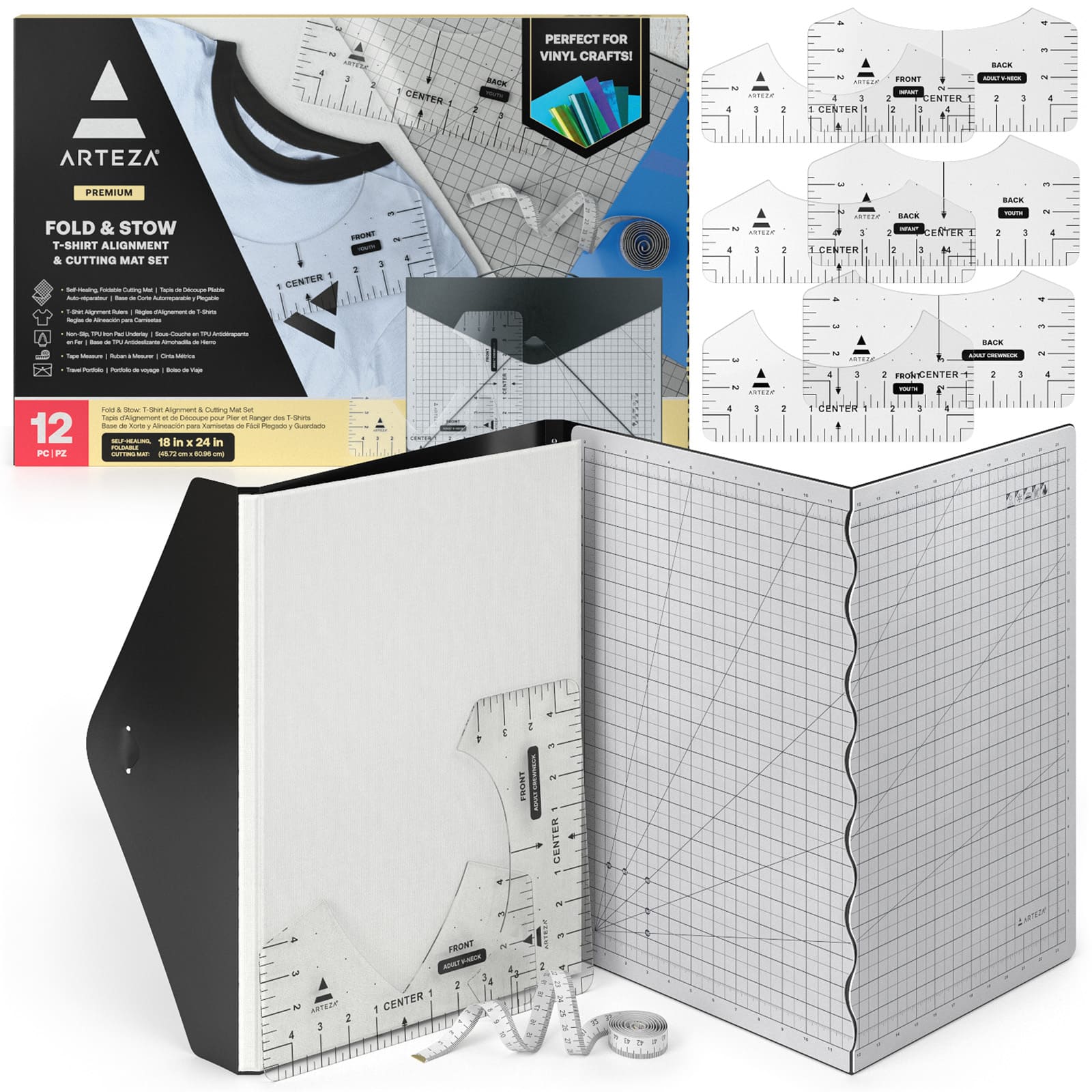 Arteza&#xAE; Fold &#x26; Stow T-Shirt Alignment &#x26; Cutting Mat Set