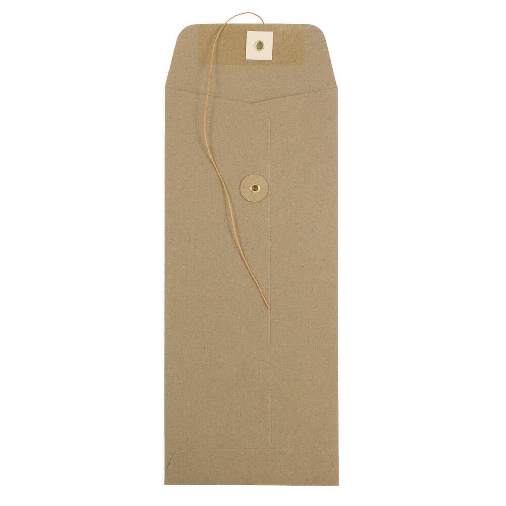 JAM Paper #10 Brown Kraft Paper Bag Business Button & String Closure Premium Envelopes, 50ct.