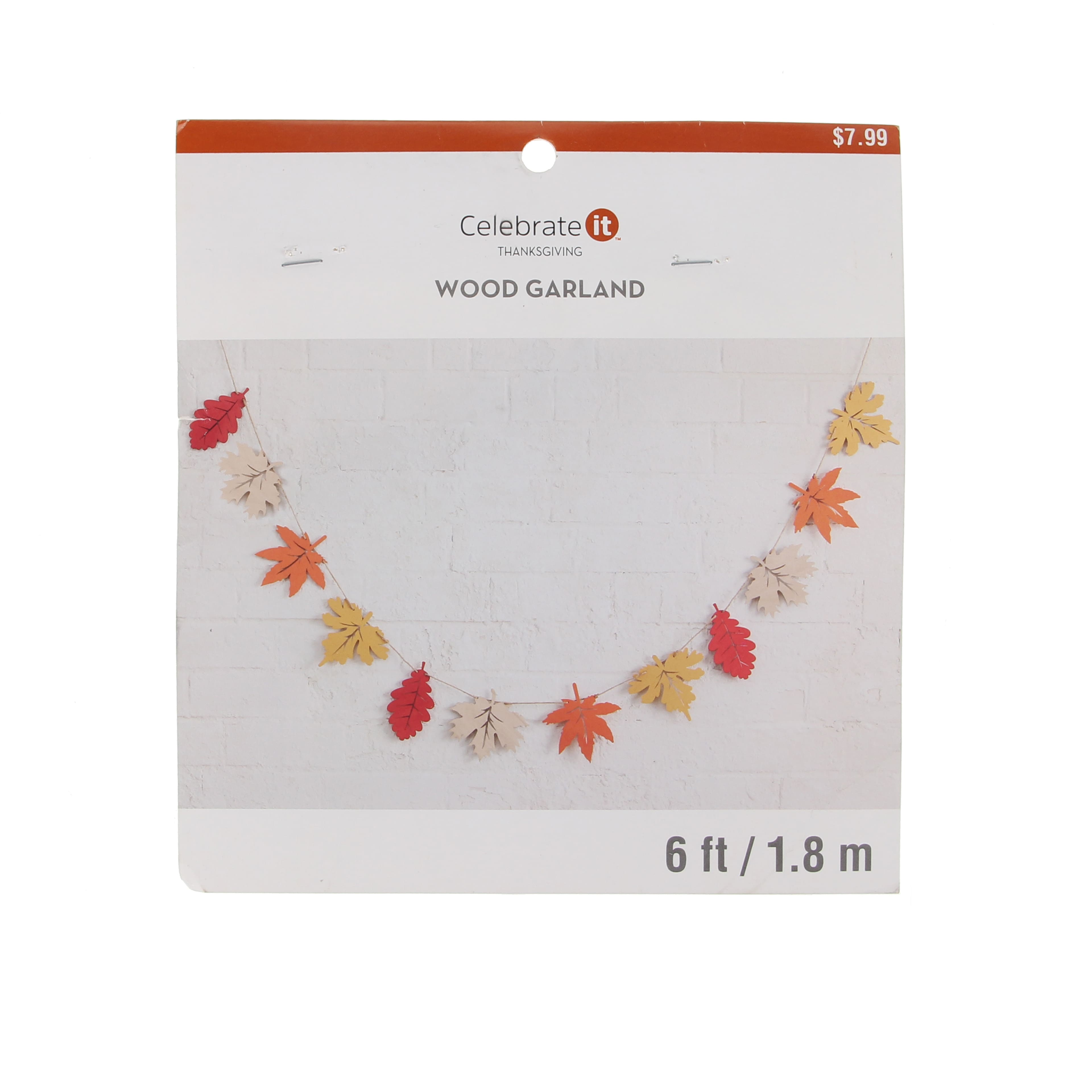 6ft. Wood Leaf Garland by Celebrate It&#x2122;