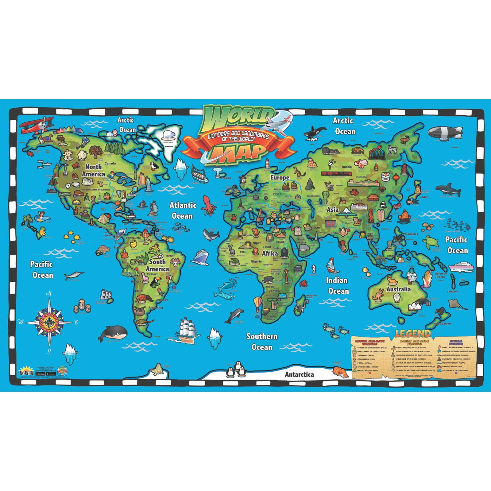 Popar® World Map Interactive Wall Chart