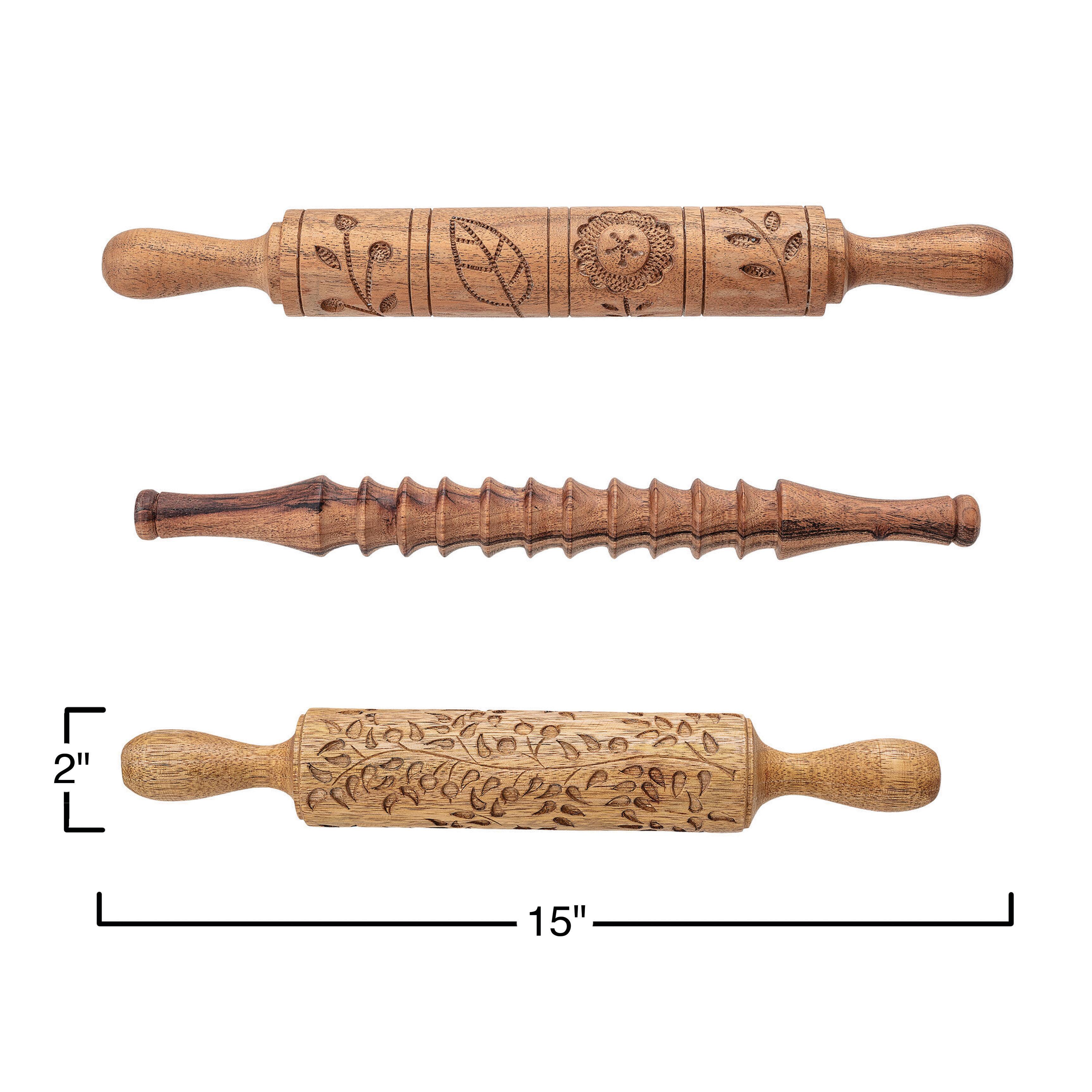 Hello Honey® Hand-Carved Wood Rolling Pin Set