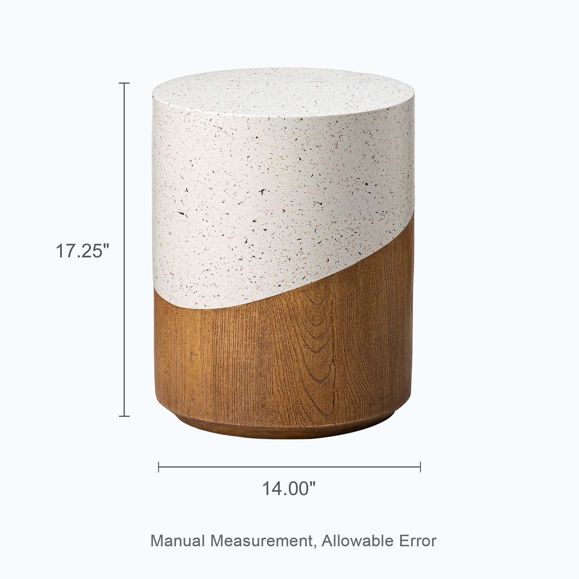 Glitzhome&#xAE; 17.25&#x22; Two Tone Faux Terrazzo &#x26; Wood Texture Garden Stool