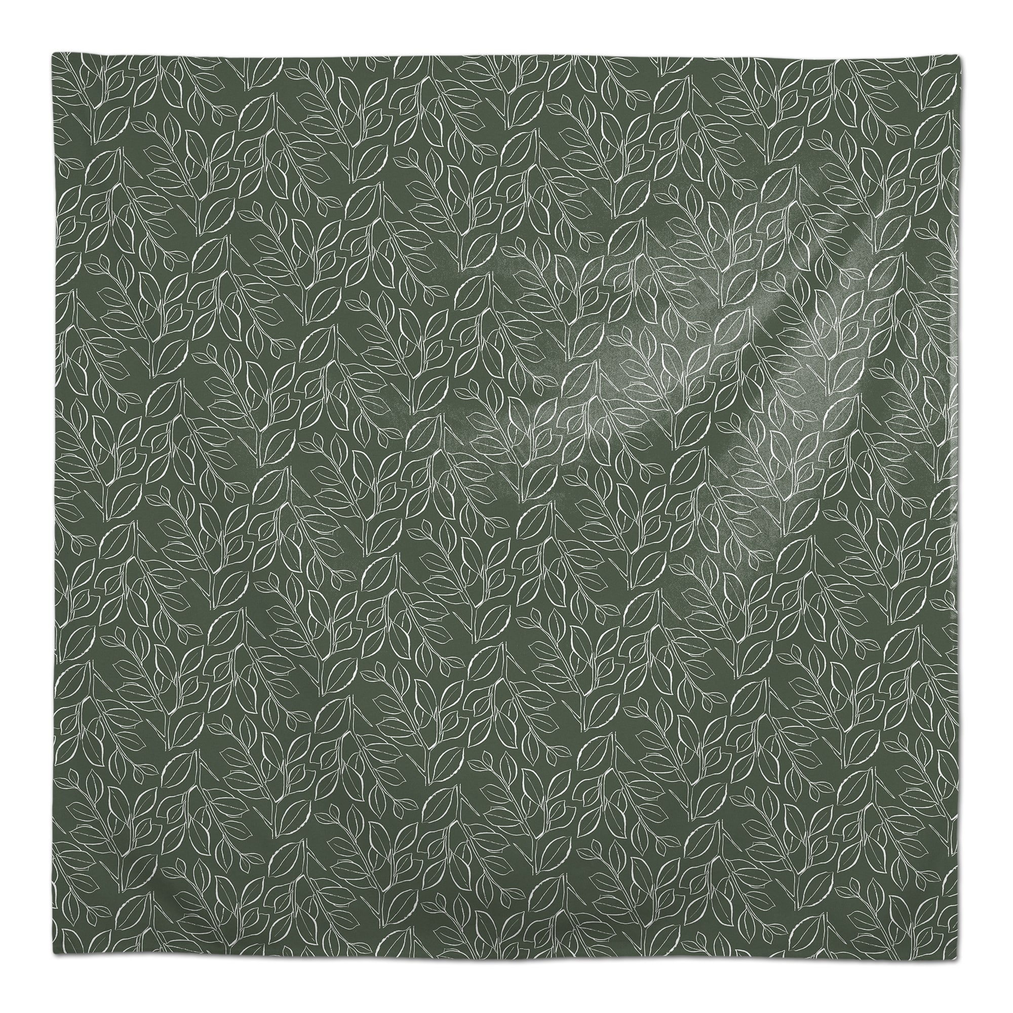 58&#x22; Sage Lined Leaves Tablecloth