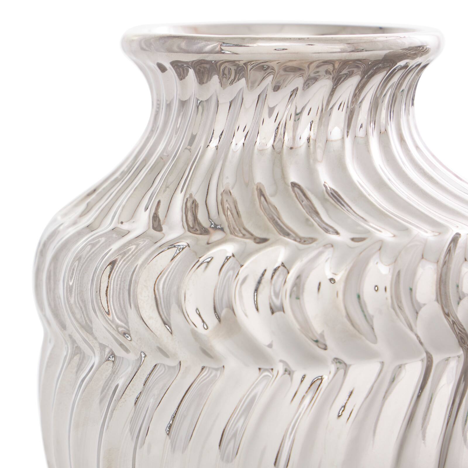 Silver Ceramic Abstract Textured Vase Set