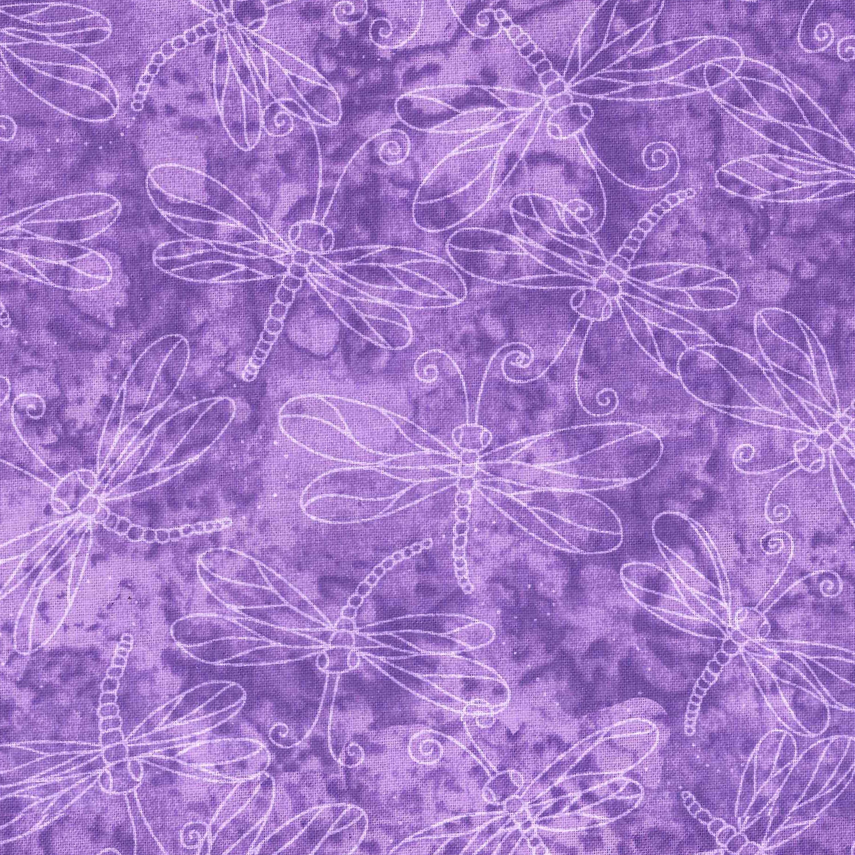Fabric Traditions Lavender Sundrenched Dragonfly Cotton Fabric