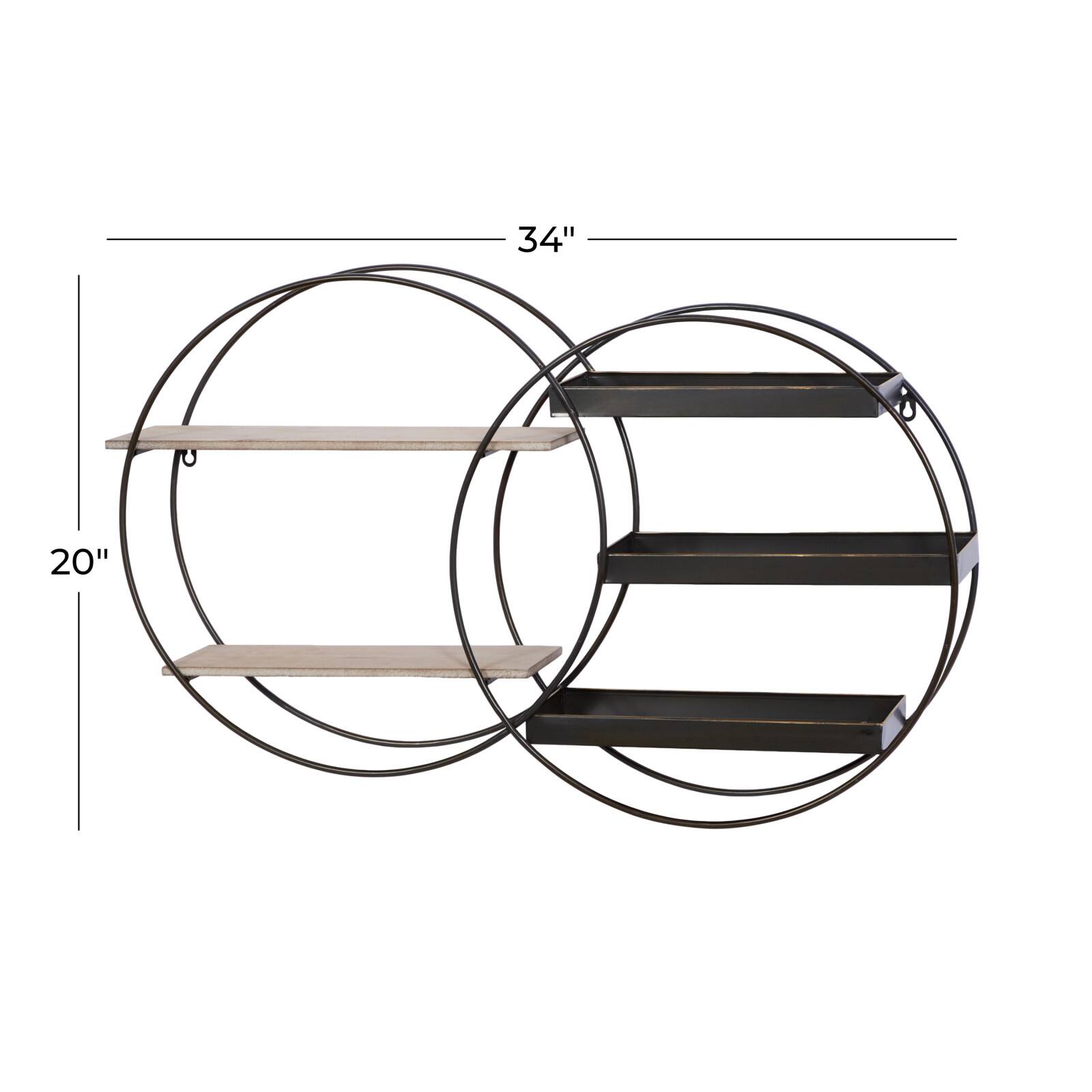 Black Metal Contemporary Wall Shelf, 20" x 34" x 7"