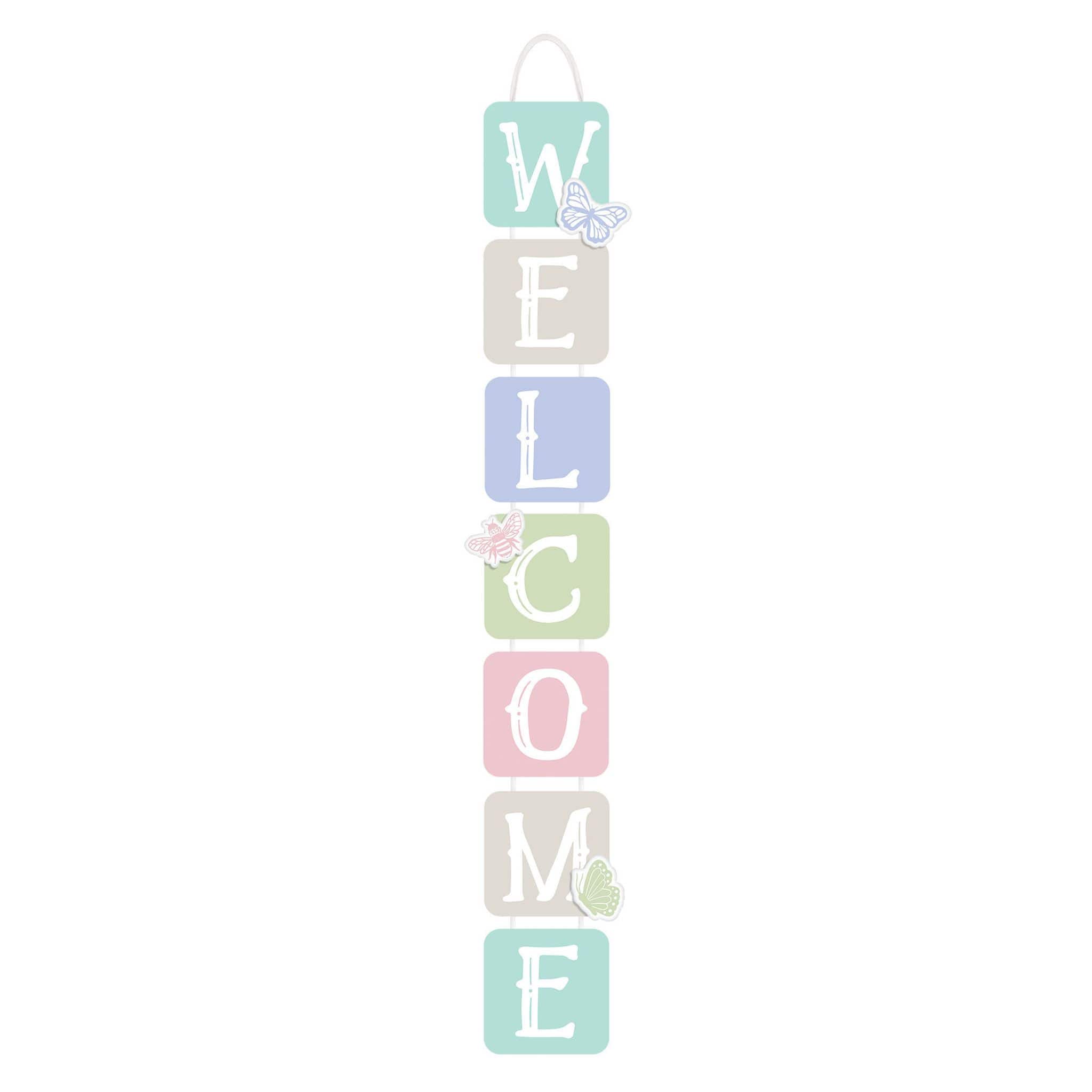 Long Pastel Welcome Spring Wooden Signs, 2ct.