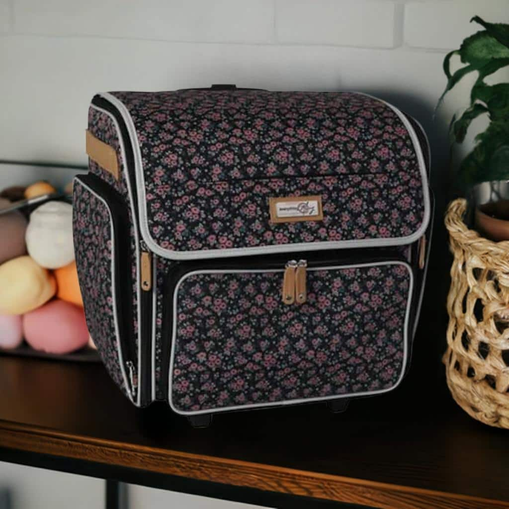 Everything Mary Floral Deluxe Collapsible Rolling Craft Bag