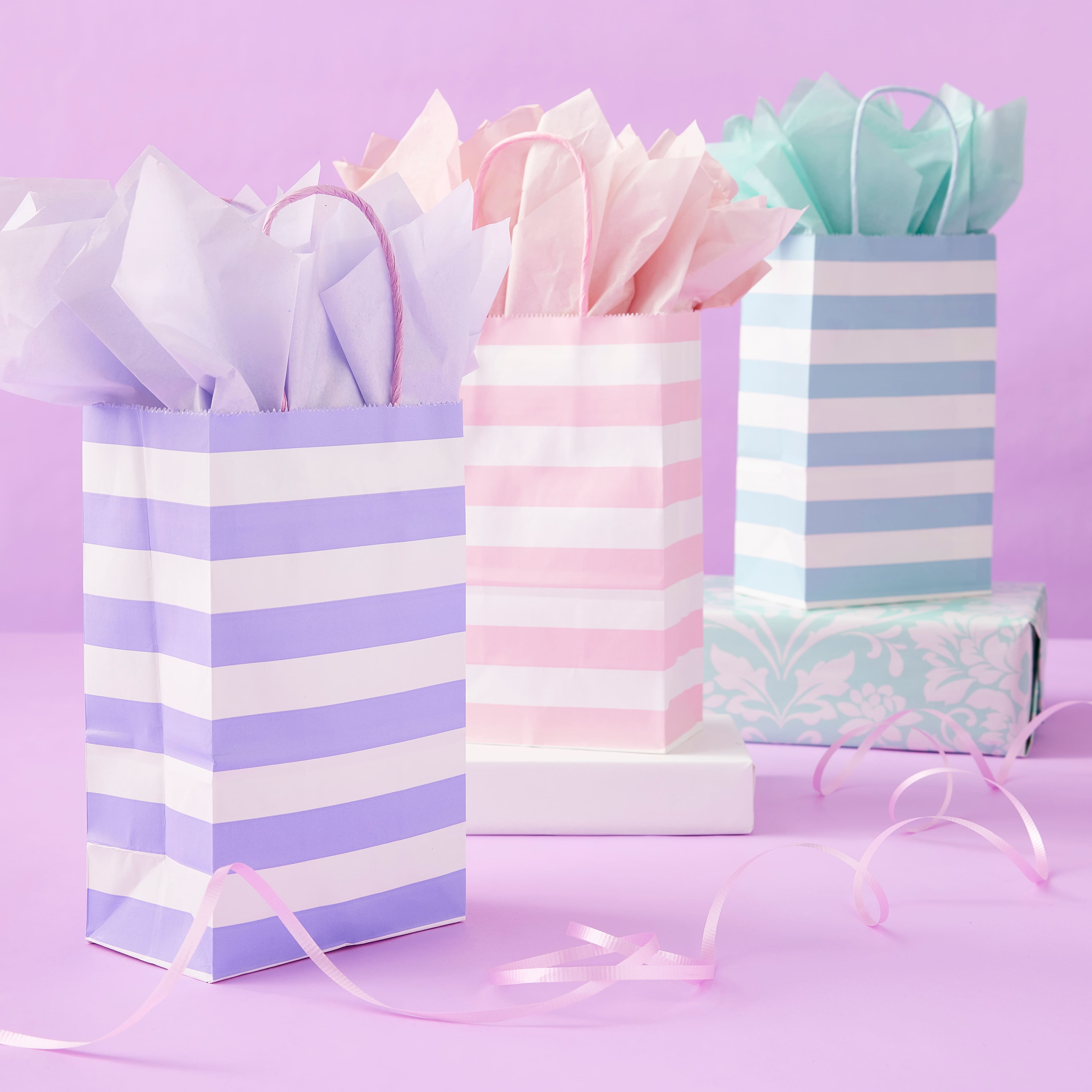 Pastel Stripe Value Pack Small Bags by Celebrate It™ | Michaels