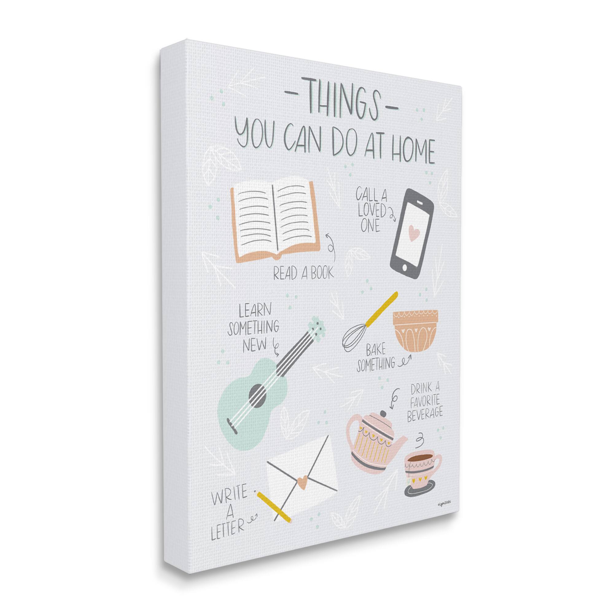 Stupell Industries Things To Do At Home Illustrated Self Care Guide Canvas Wall Art