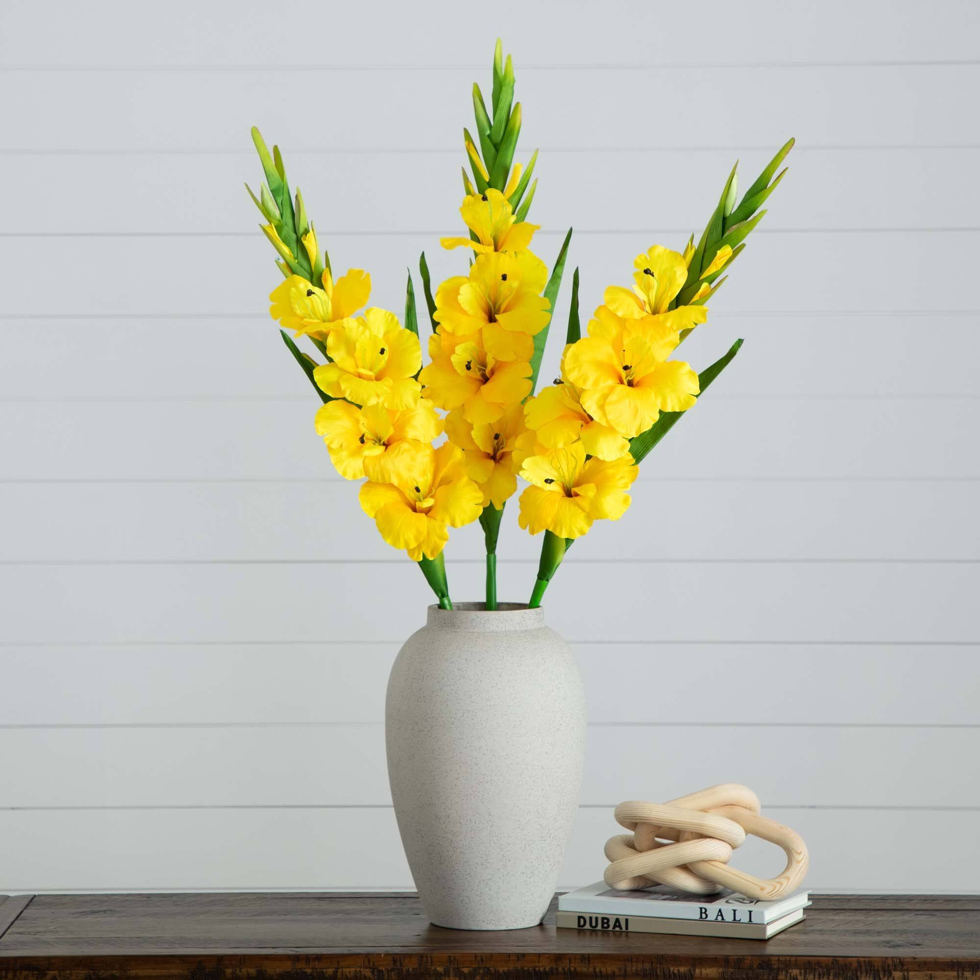45&#x22; Yellow Gladiolus Flower Stems, 3ct.