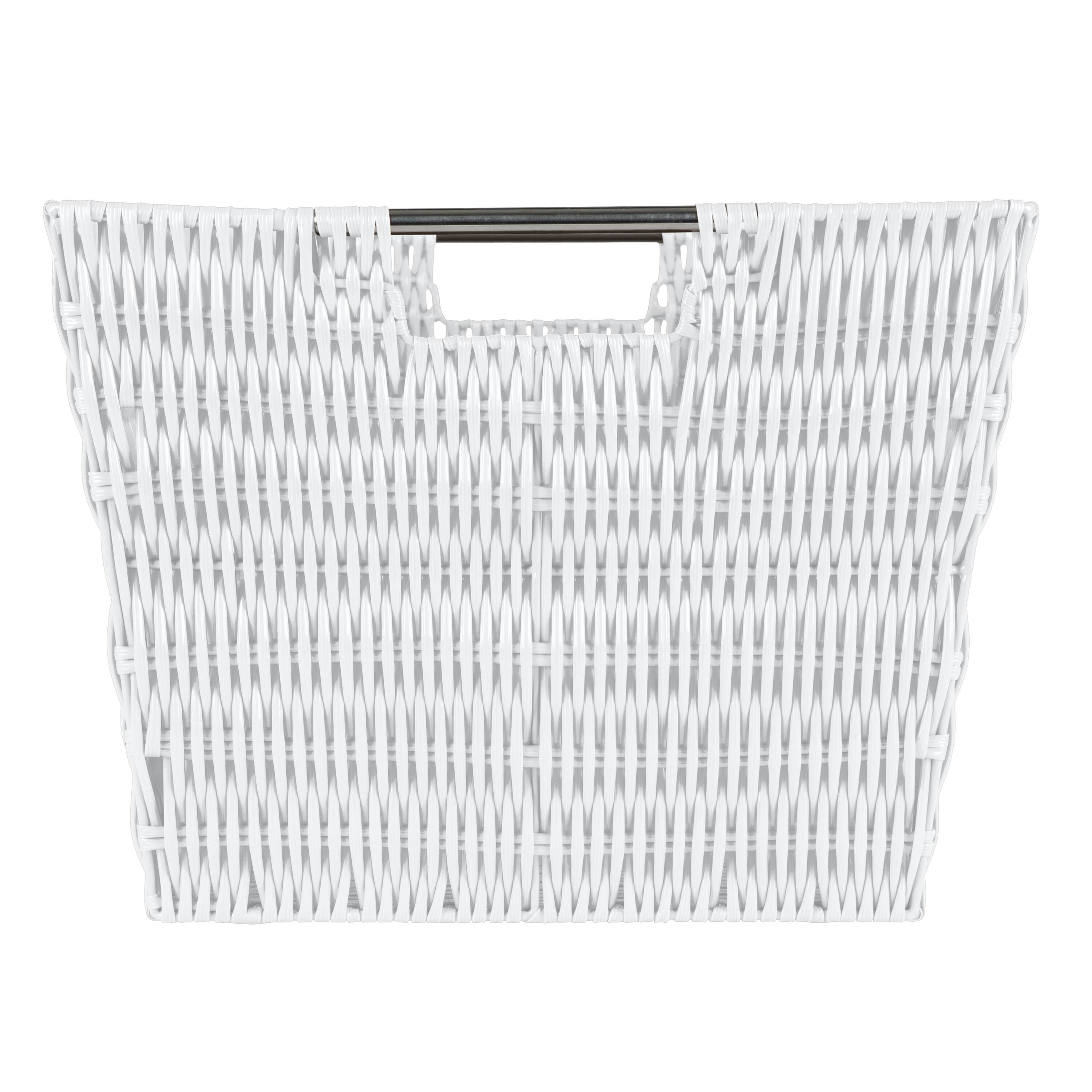 Simplify Large White Rattan Storage Tote Basket
