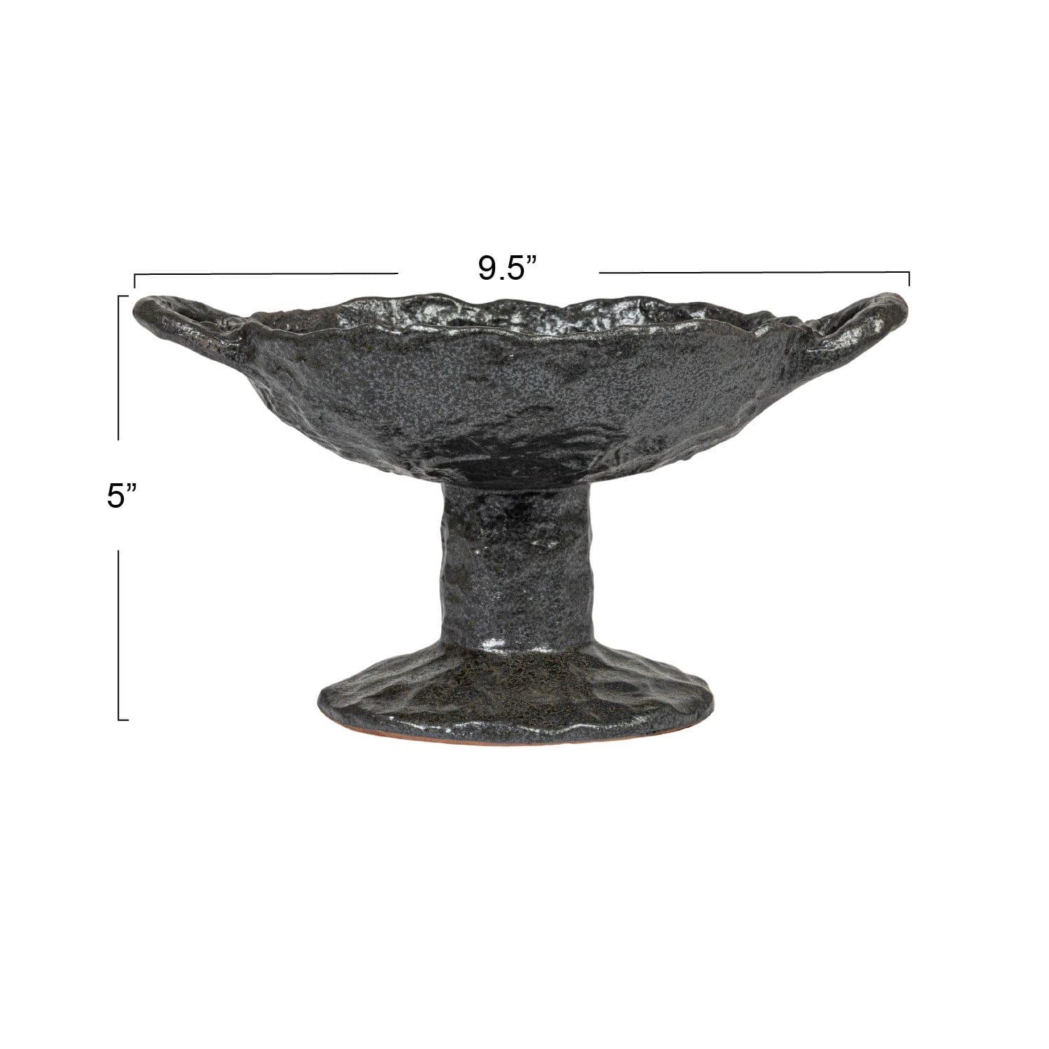 Hello Honey® 9.5" Black Stoneware Footed Plate with Handles & Reactive Glaze