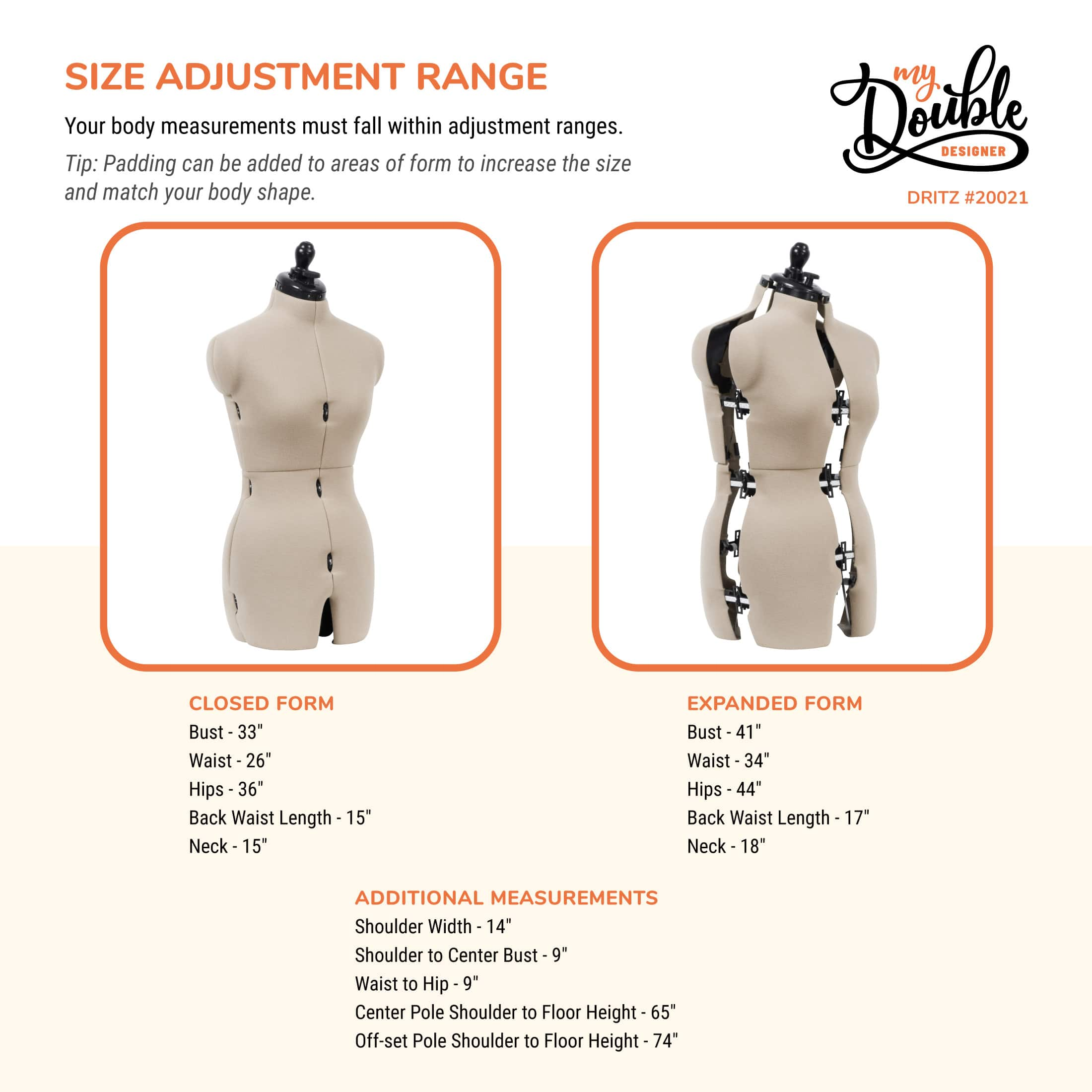 Dritz&#xAE; My Double Designer Small Dress Form with Adjustable Tri-Pod Stand