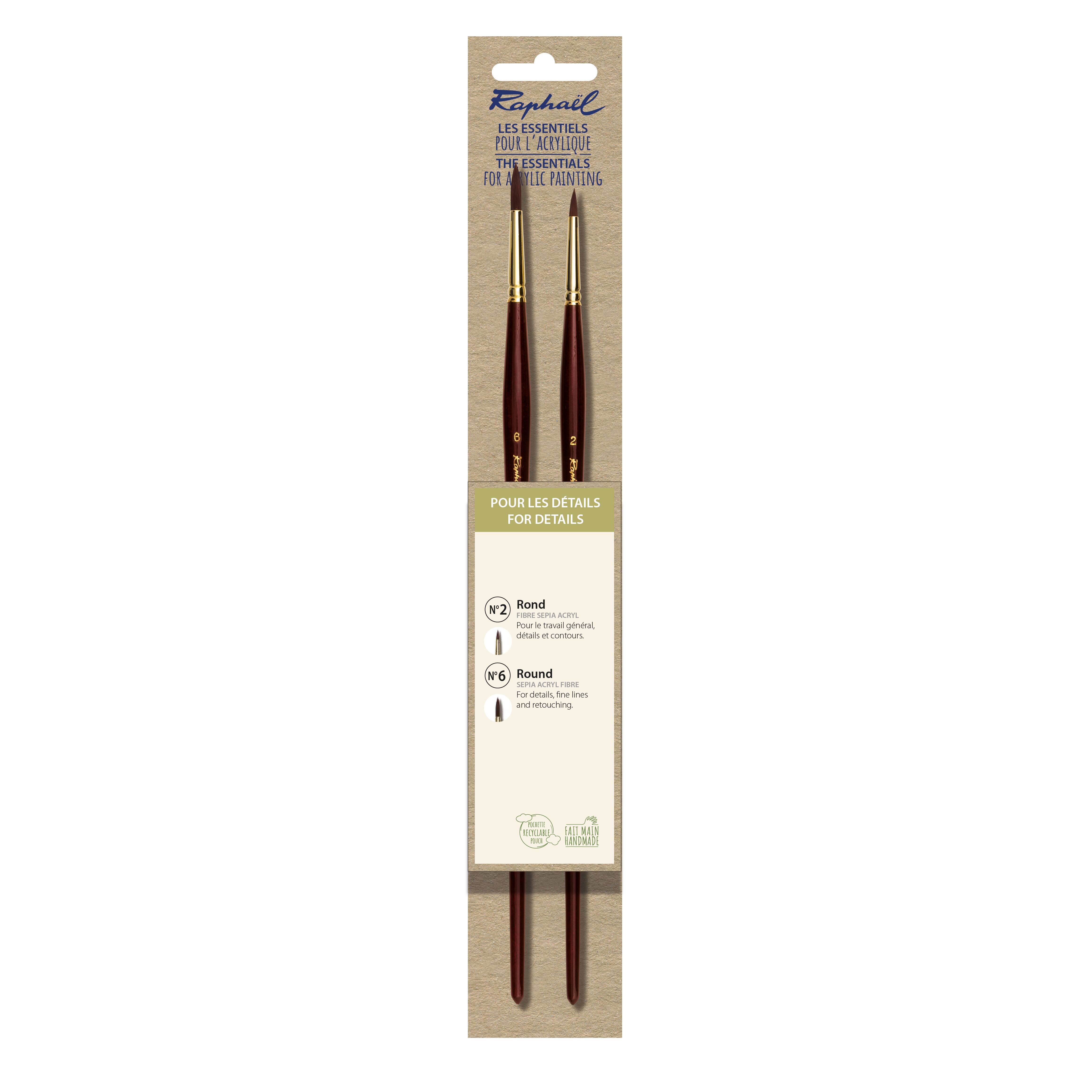 Raphael Essentials Acrylic &#x26; Watercolor For Details 2-Piece Brush Set