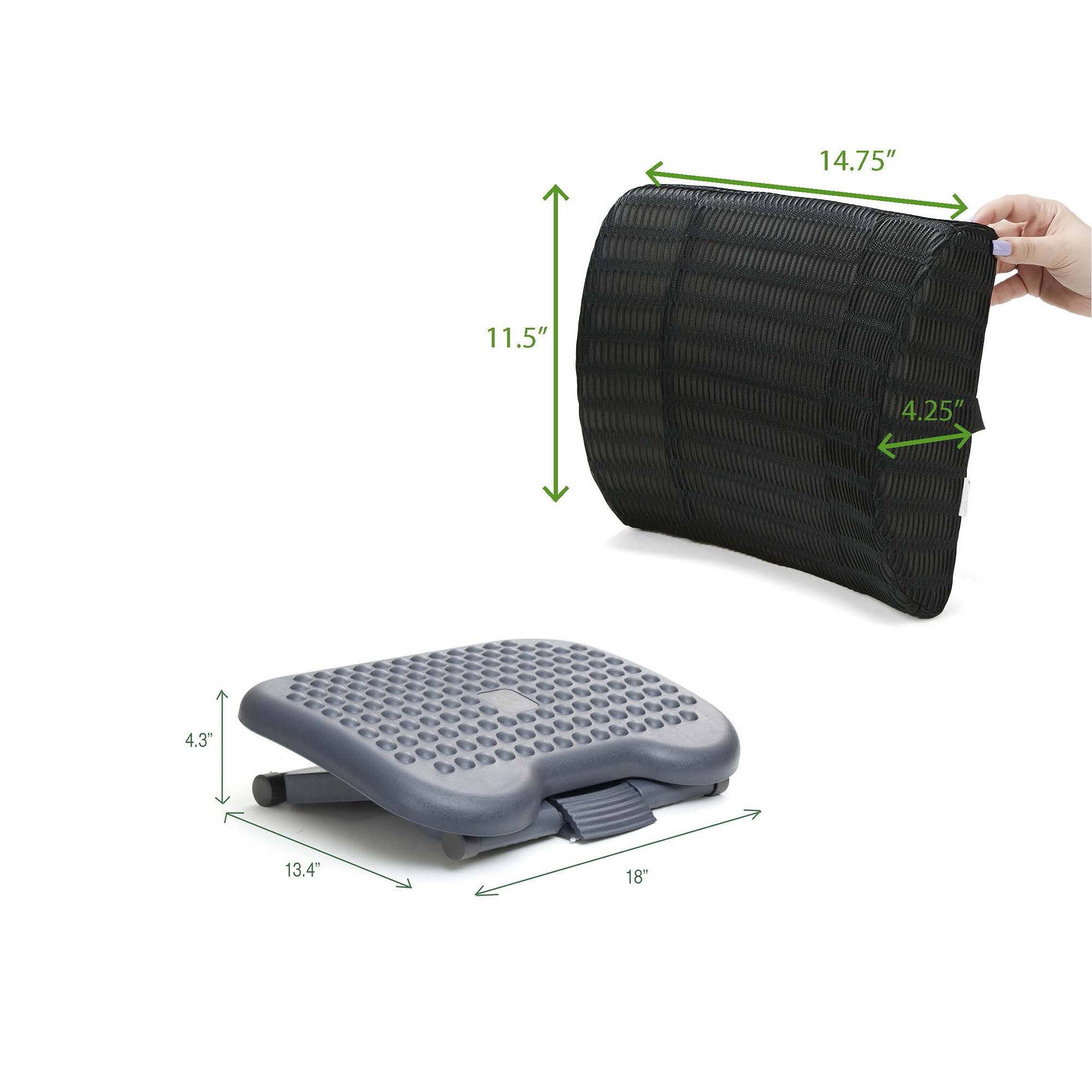 Mind Reader Black Lumbar Support Back Cushion &#x26; Foot Rest Set