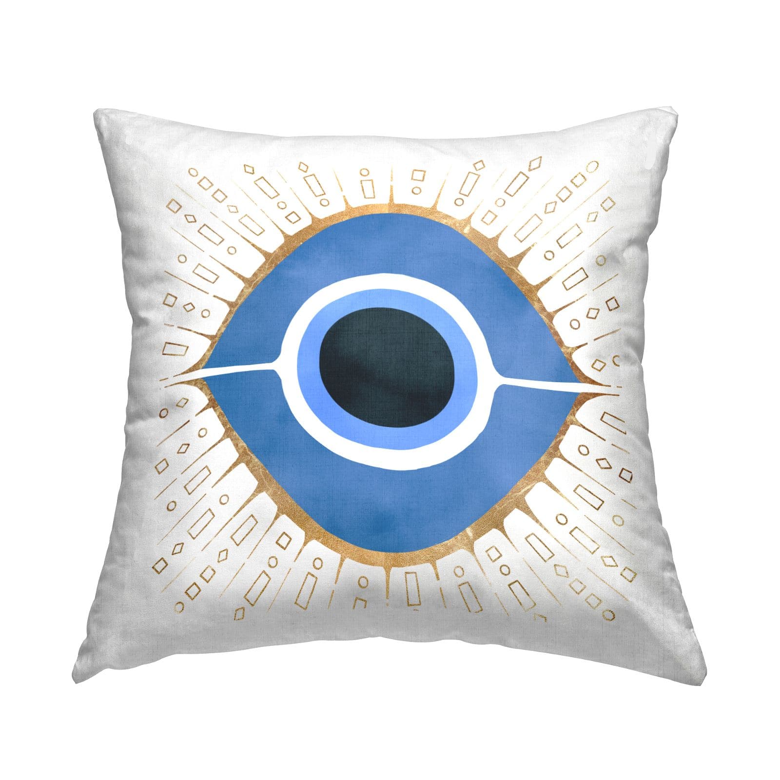 Stupell Industries Blue Spiritual Evil Eye Pattern Symbol Throw Pillow, 18&#x22; x 18&#x22;